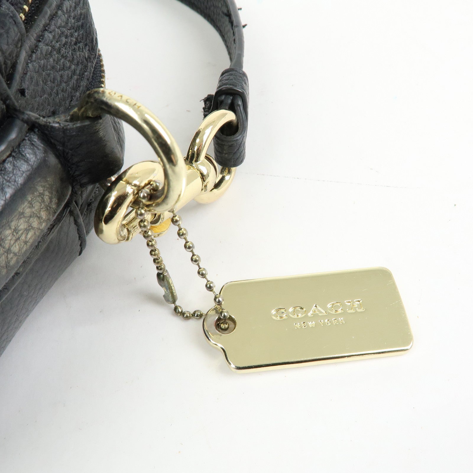 COACH Logo Leather Shoulder Crossbody Bag Black