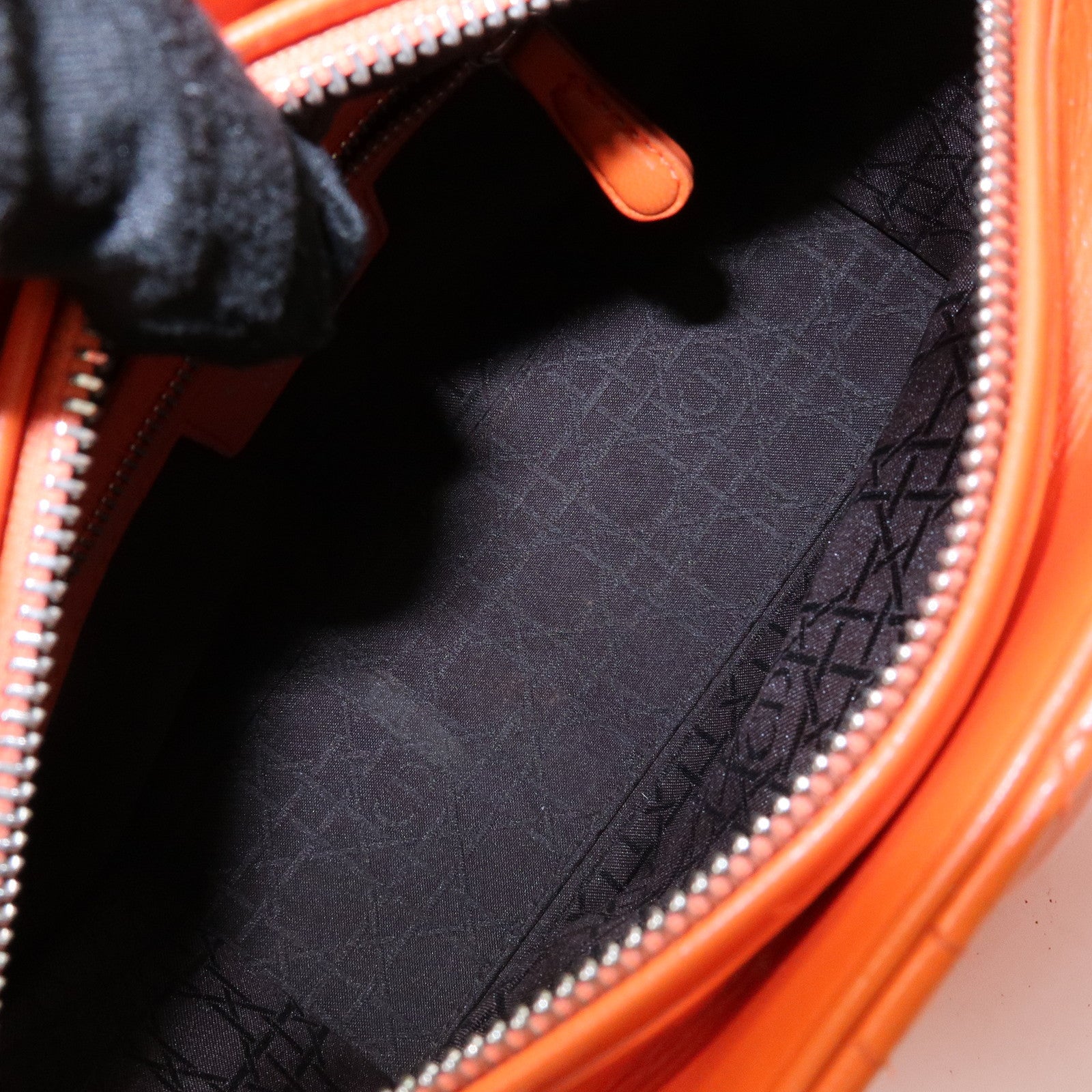 Christian Dior Lady Dior Cannage 2Way Hand Bag Shoulder Bag Orange