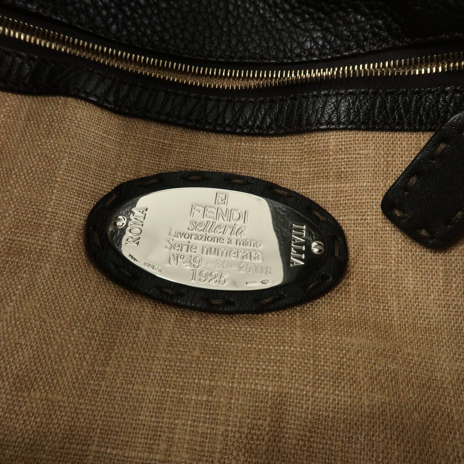 FENDI Selleria Leather Tote Bag Shoulder Bag Dark Brown 8BH126