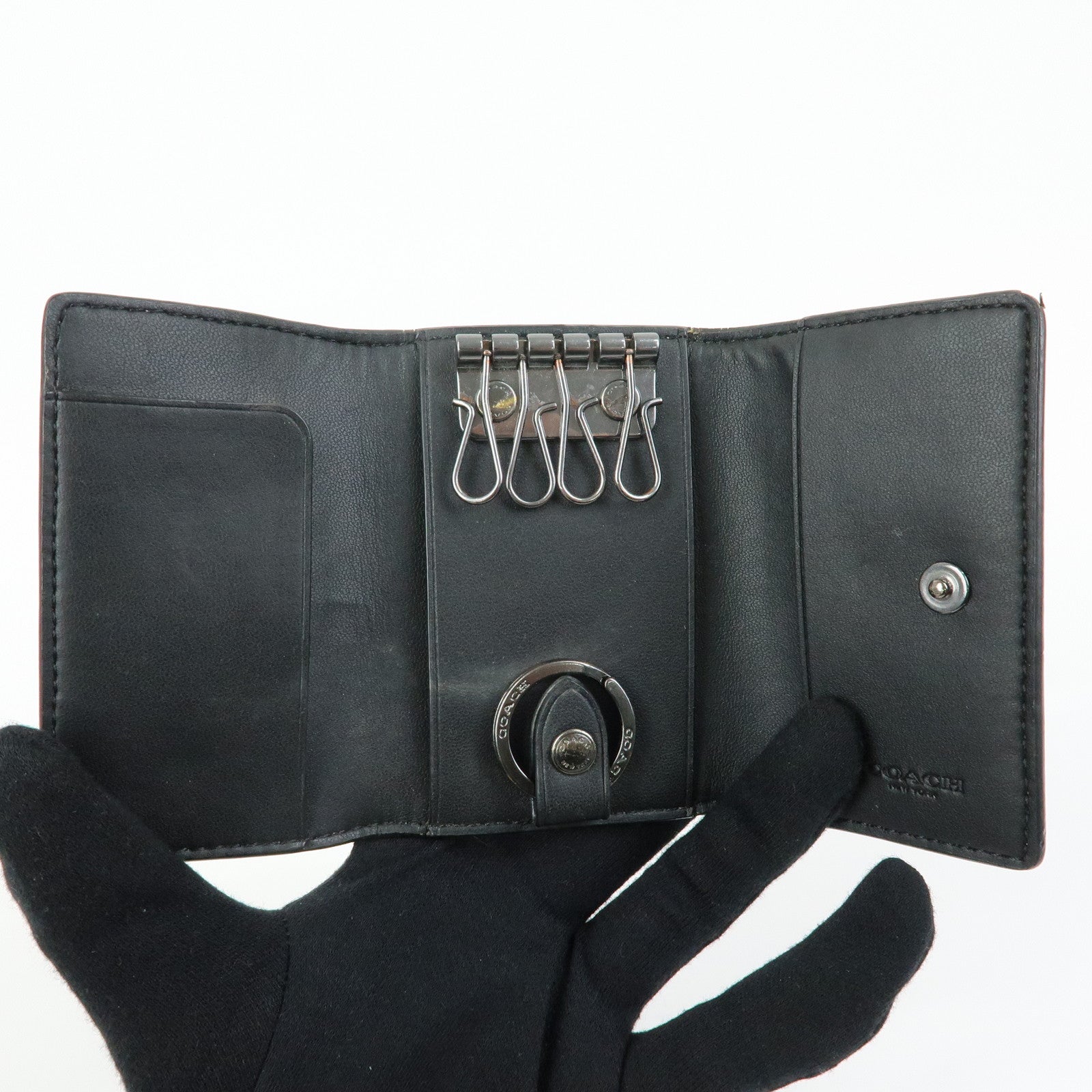 COACH Set of 3 Signature PVC Canvas Leather Key Case Pouch