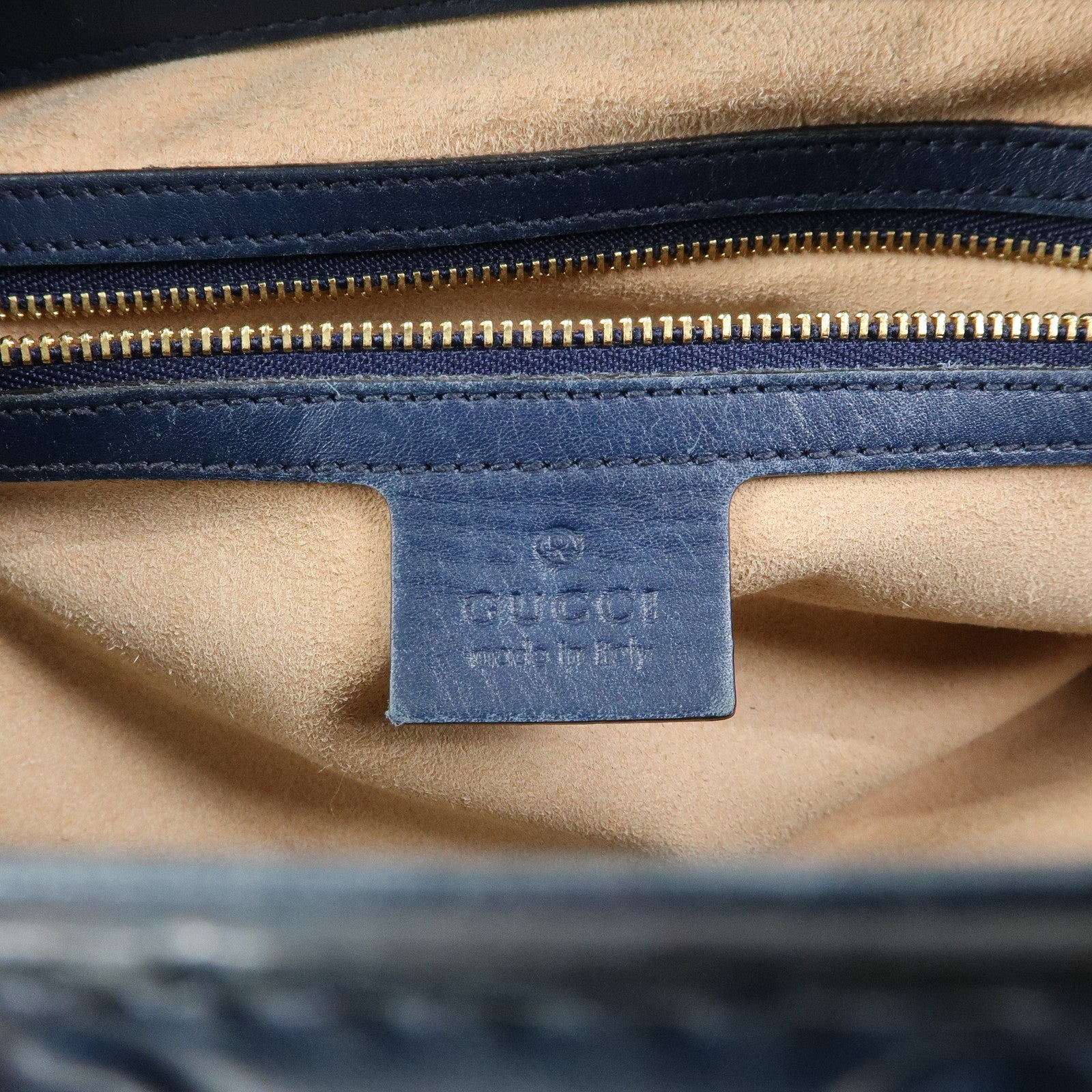 GUCCI Guccissima Leather Chain Tote Bag Shoulder Bag Navy 453773