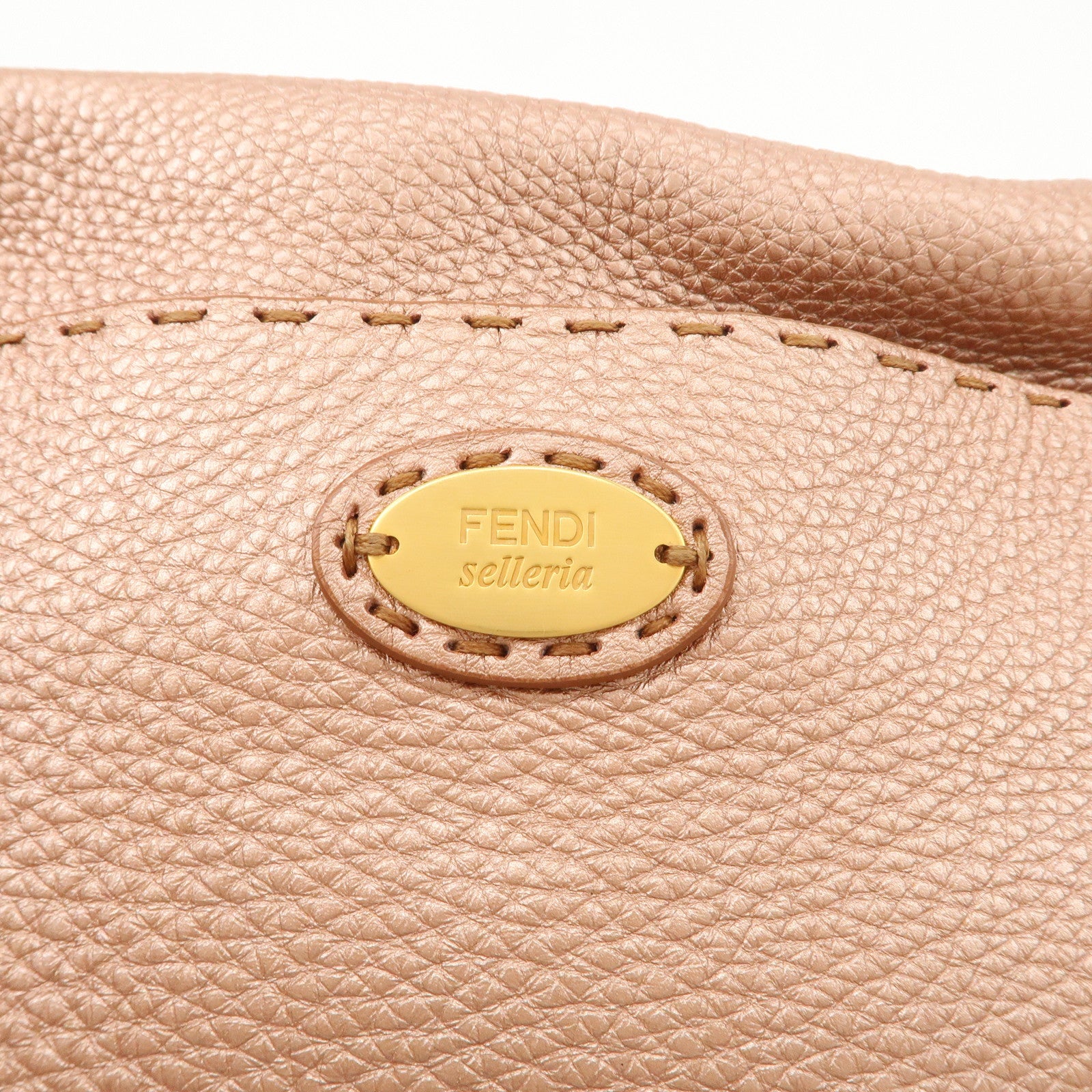 FENDI Seleria Leather Shoulder Bag Champagne Pink 8BT200