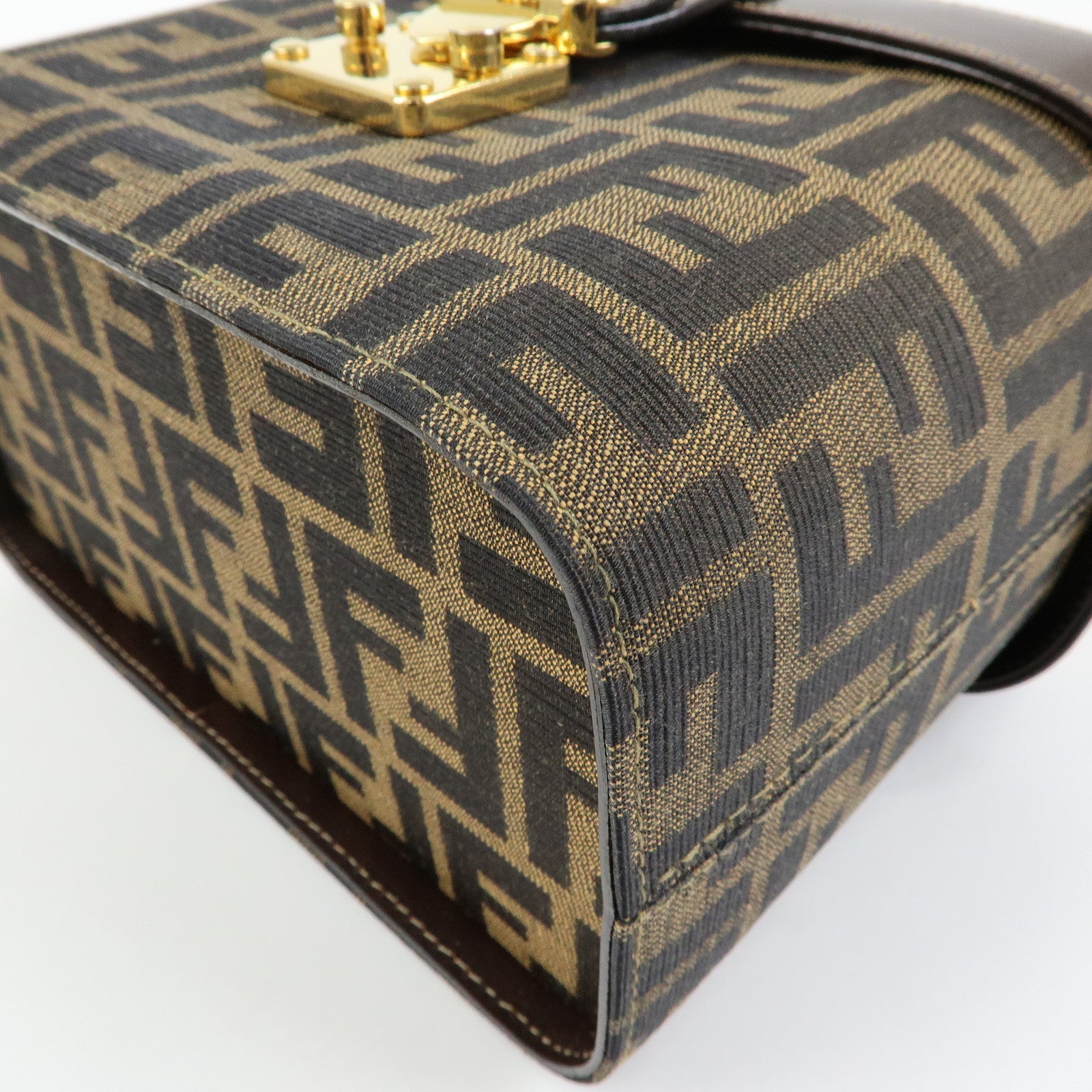 FENDI Zucca Canvas Leather 2Way Bag Hand Bag Shoulder Bag 914931