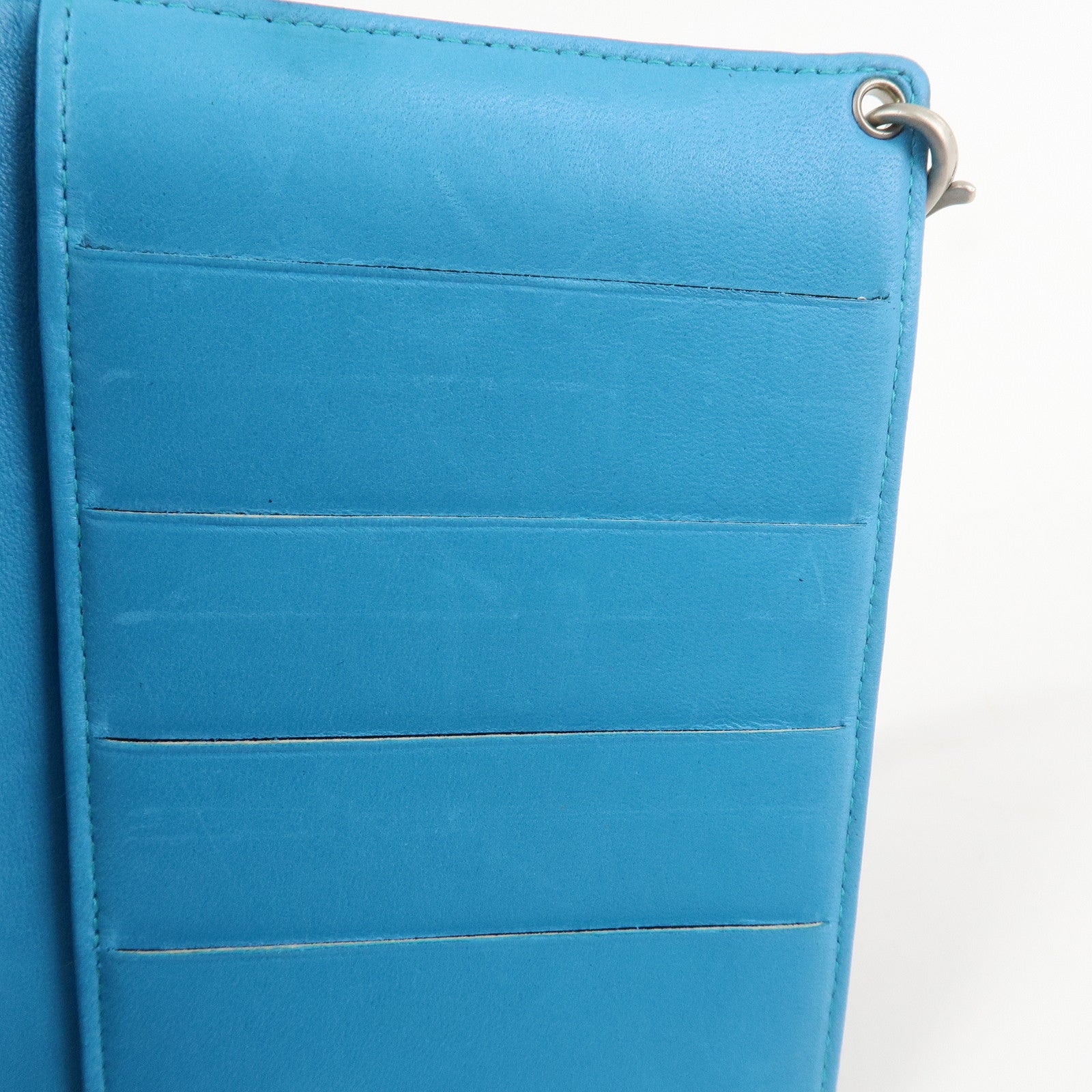 CHANEL Canvas Leather Chain Passport Case Black Multicolor