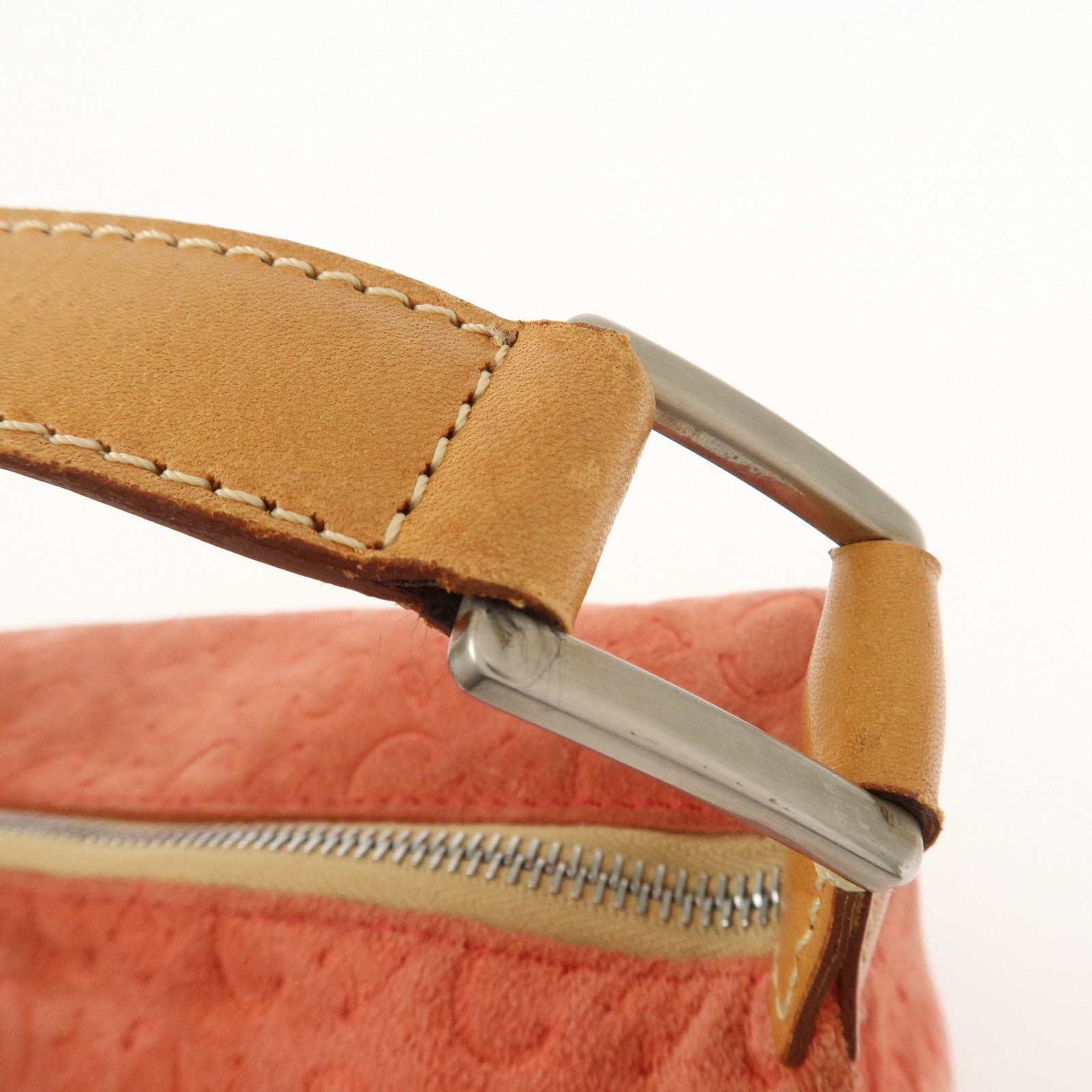 CELINE C Macadam Suede Shoulder Bag Hand Bag Red