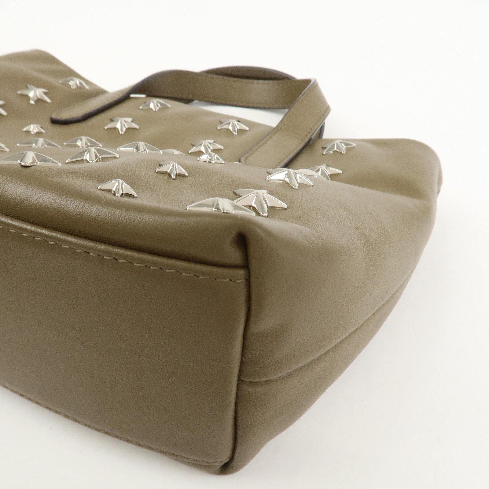 JIMMY CHOO Leather 2Way Bag Hand Bag Shoulder Bag Star Studs Brown