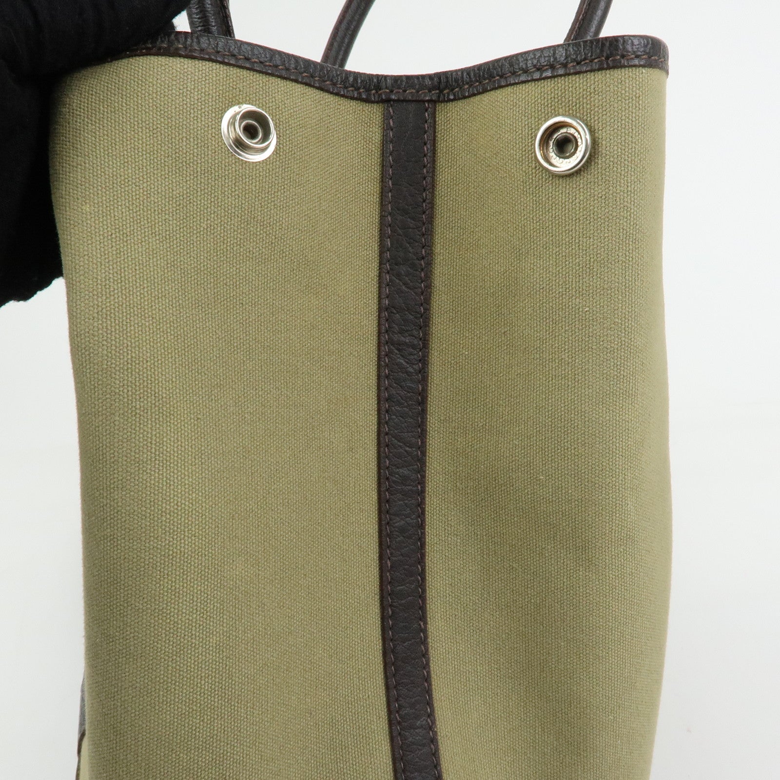 HERMES Toile Ash Negonda Garden Party PM □F Stamped Tote Bag Khaki