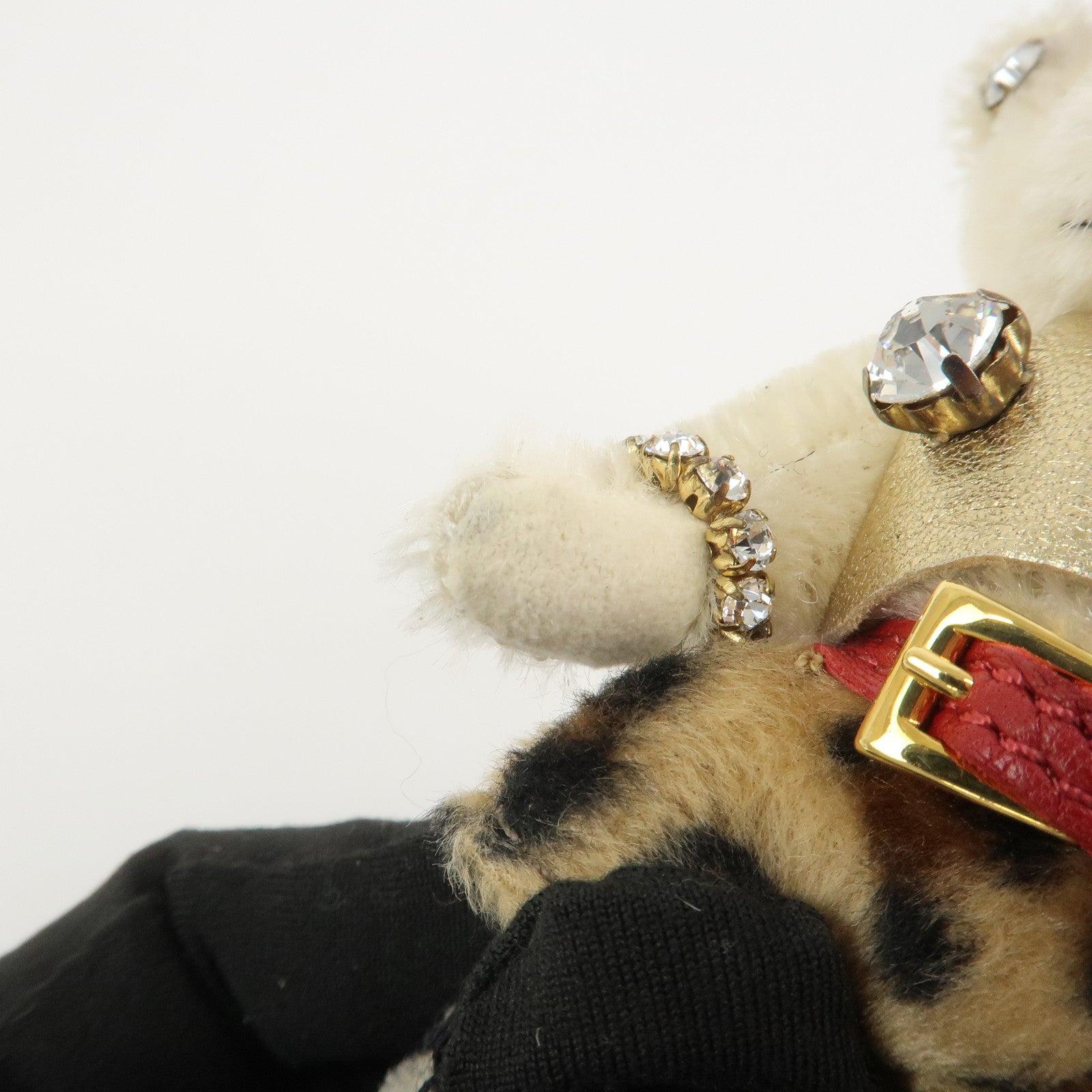 PRADA Teddy Bear Bag Key Charm Key Leopard Bijou Ivory