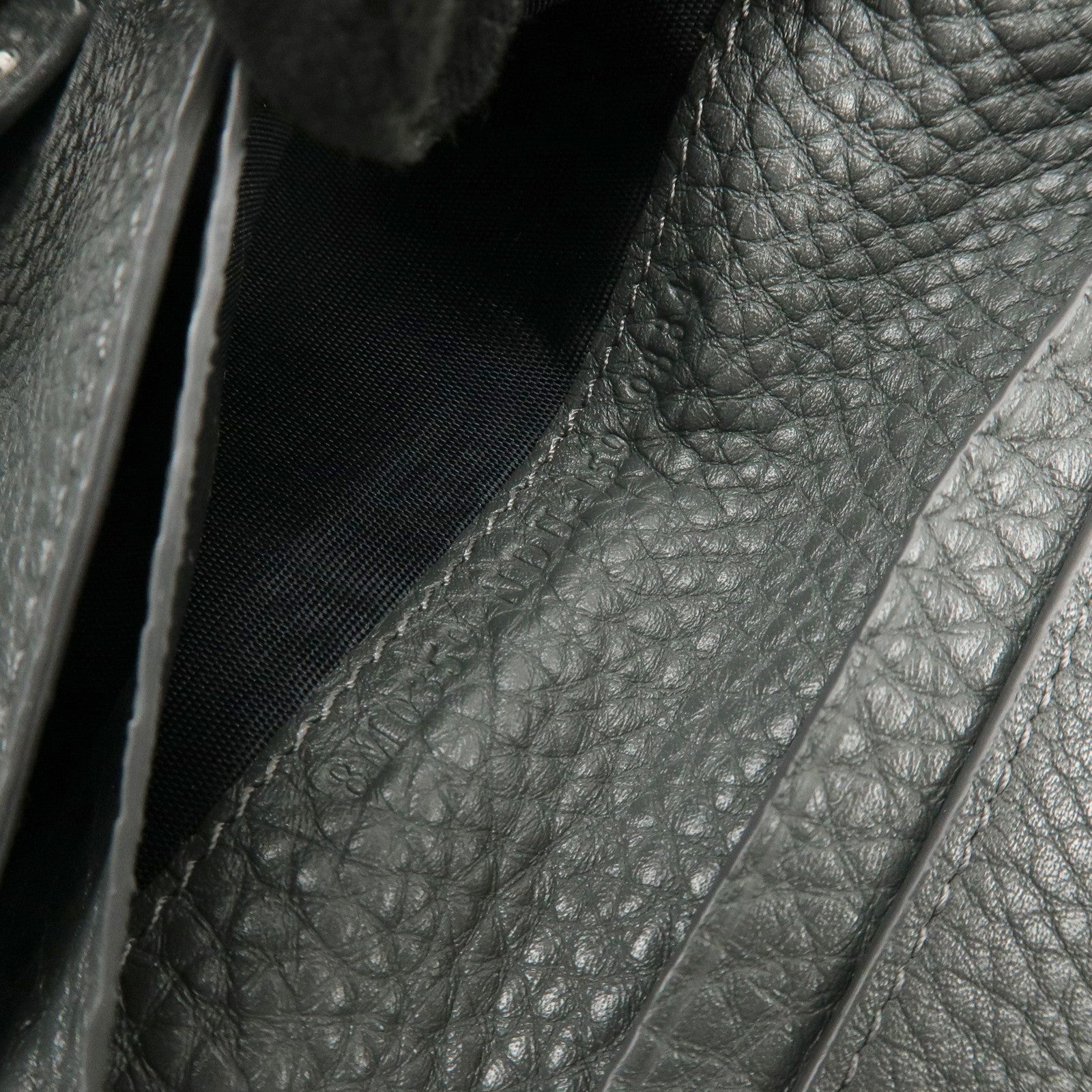 FENDI Selleria Leather Tri-fold Compact Wallet Gray 8M0359