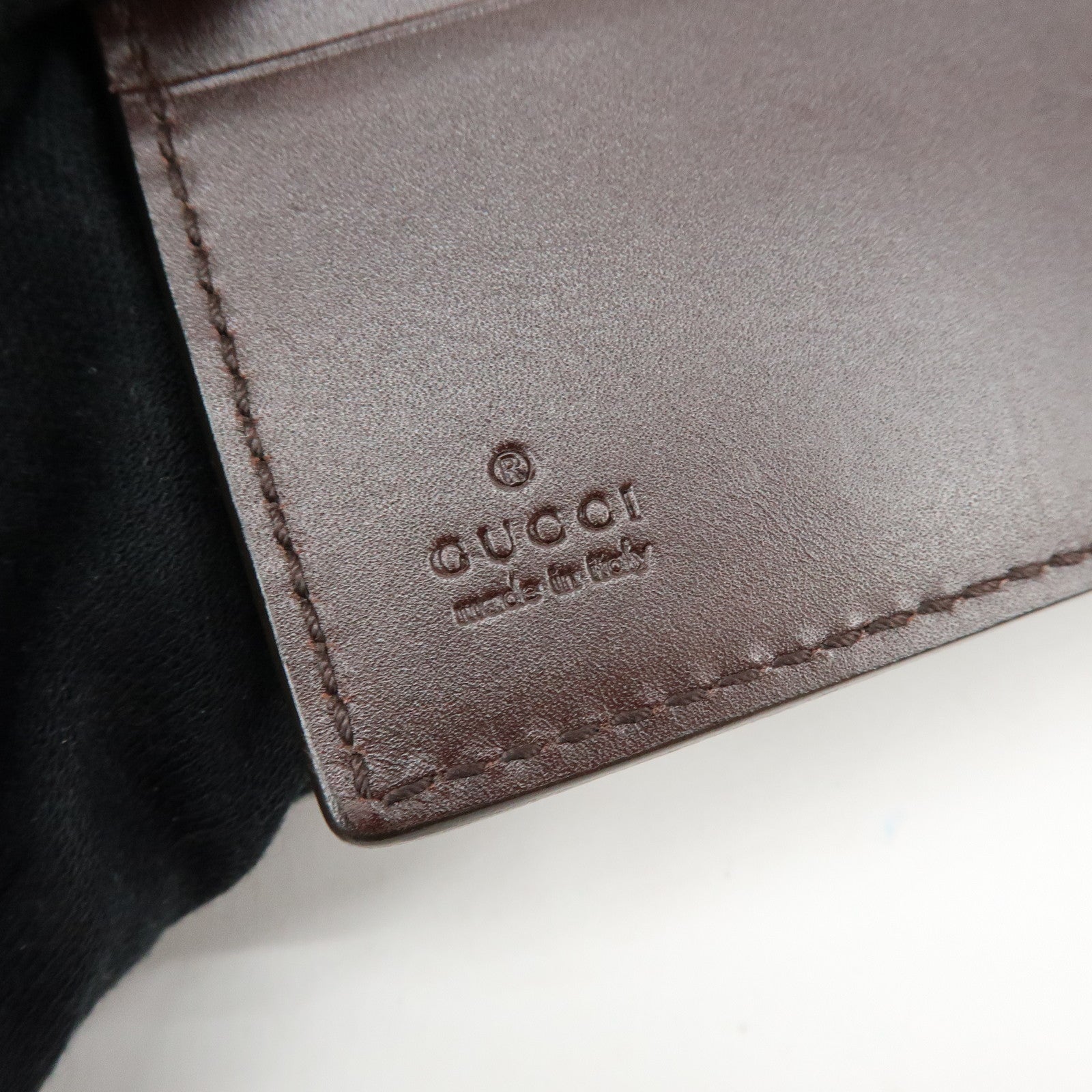 GUCCI Guccissima Leather Bi-fold Compact Wallet Dark Brown 146223