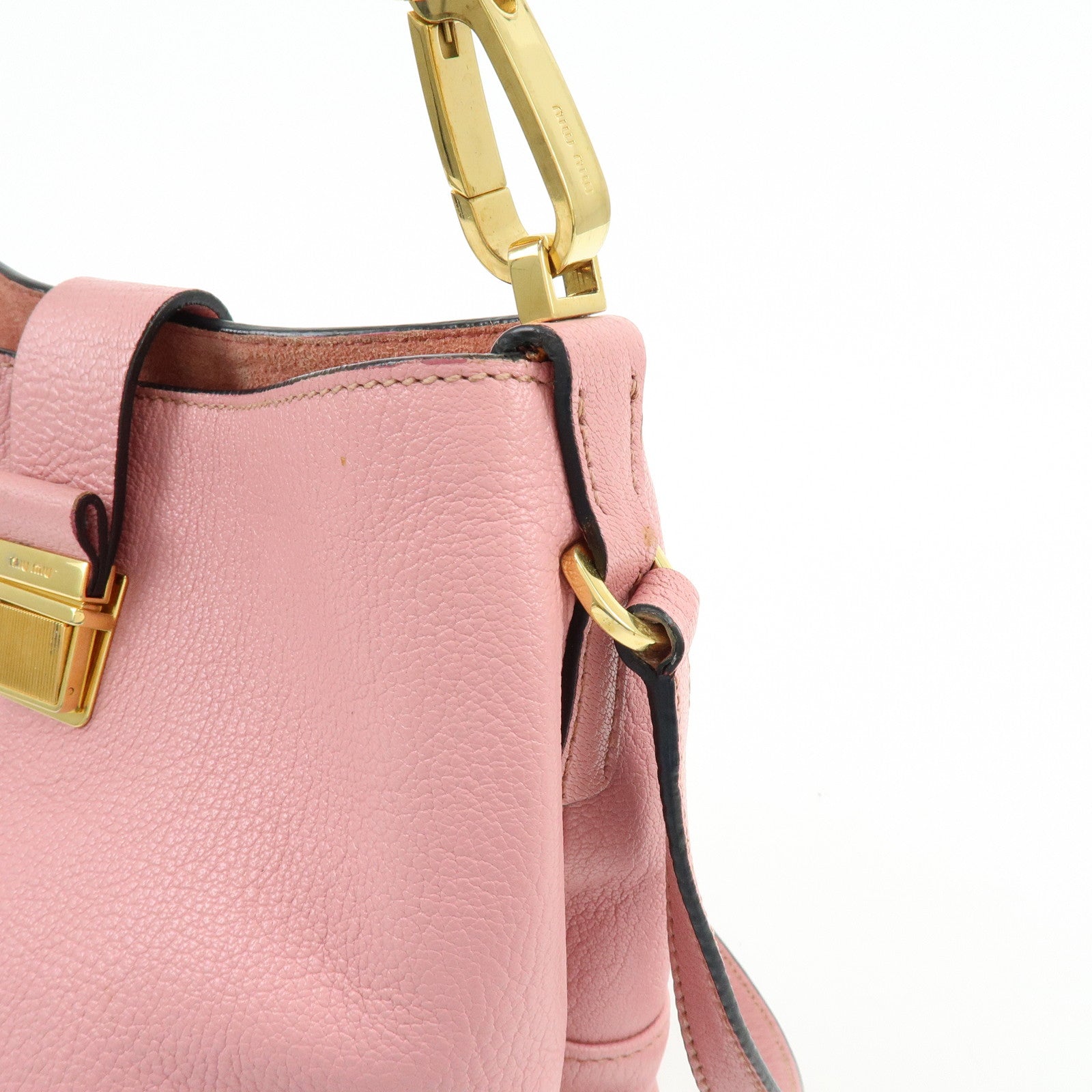 MIU MIU Madras Leather 2Way Bag Hand Bag Shoulder Bag Pink RR1951