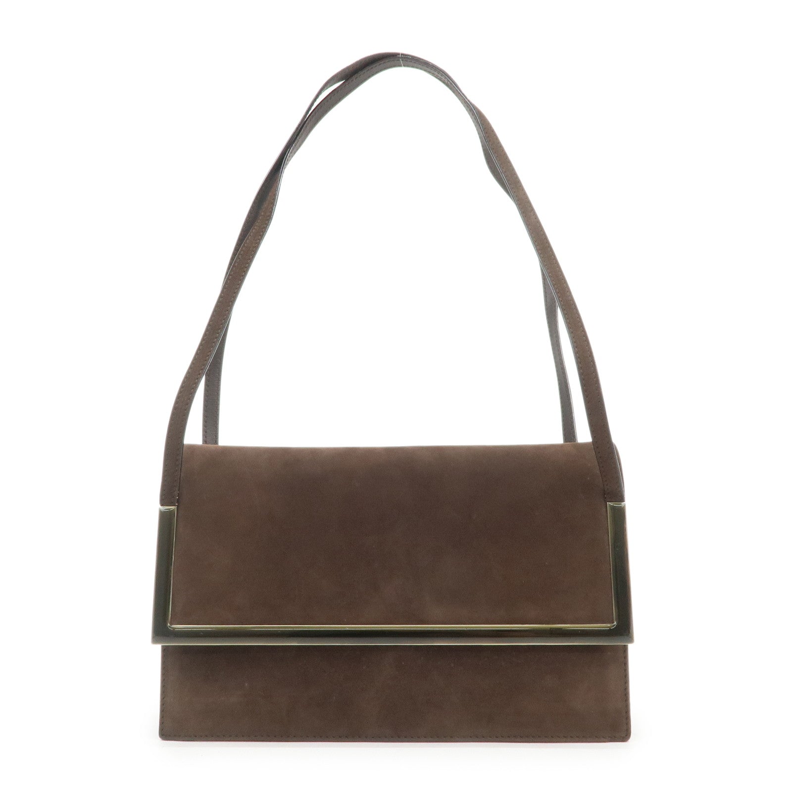 Ferragamo Leather Shoulder Bag Hand Bag Brown