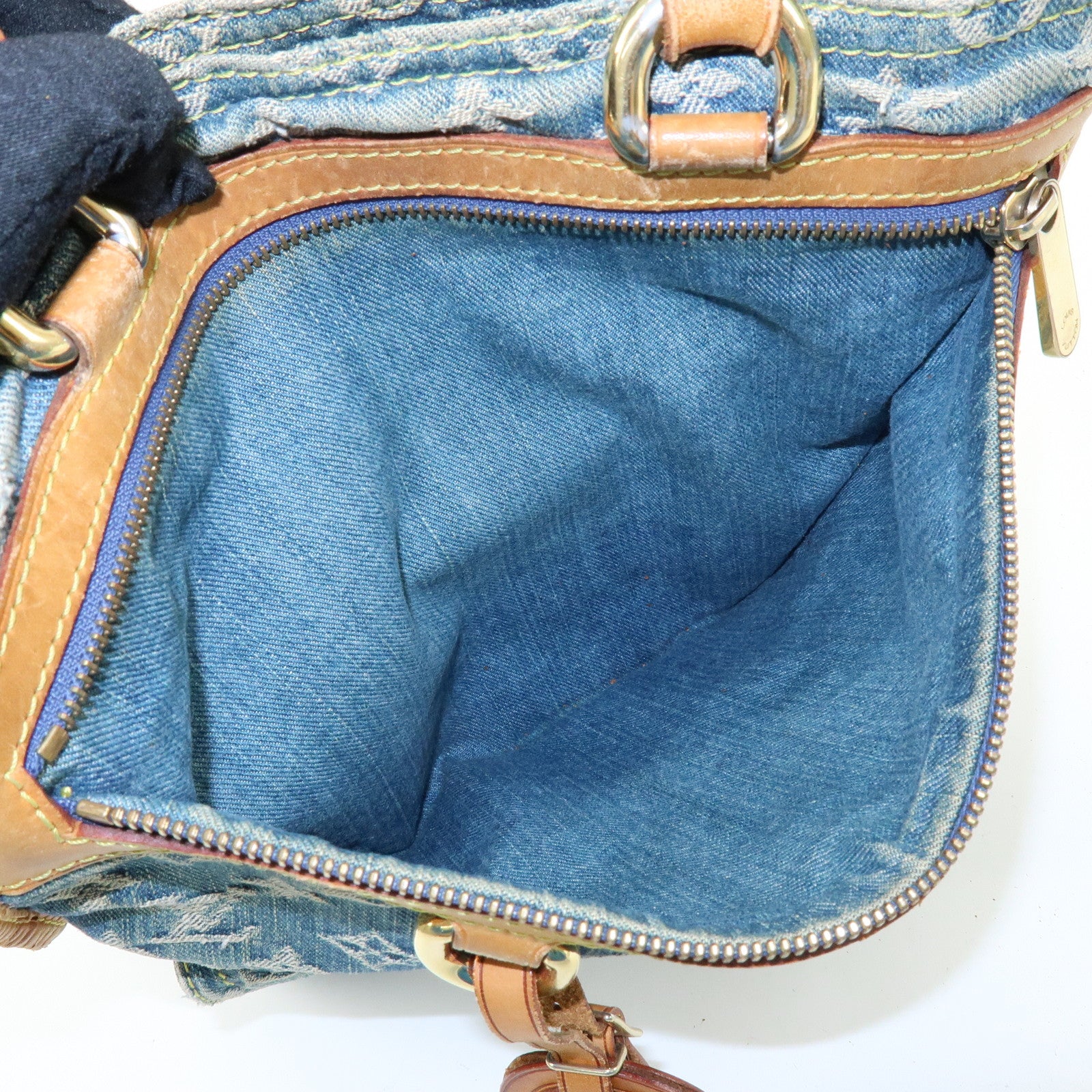 Louis Vuitton Monogram Denim Flat Shopper Tote Bag Blue M95018