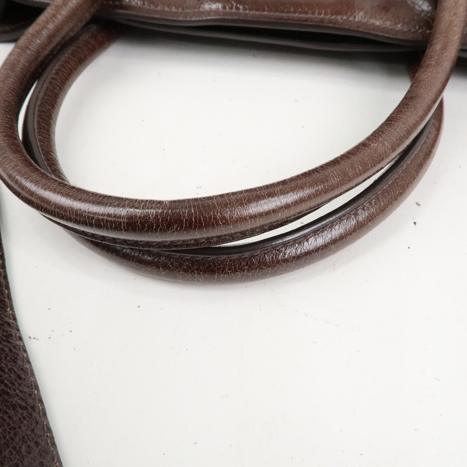 MIU MIU Leather 2Way Shoulder Bag Hand Bag Tote Bag Brown RN1028