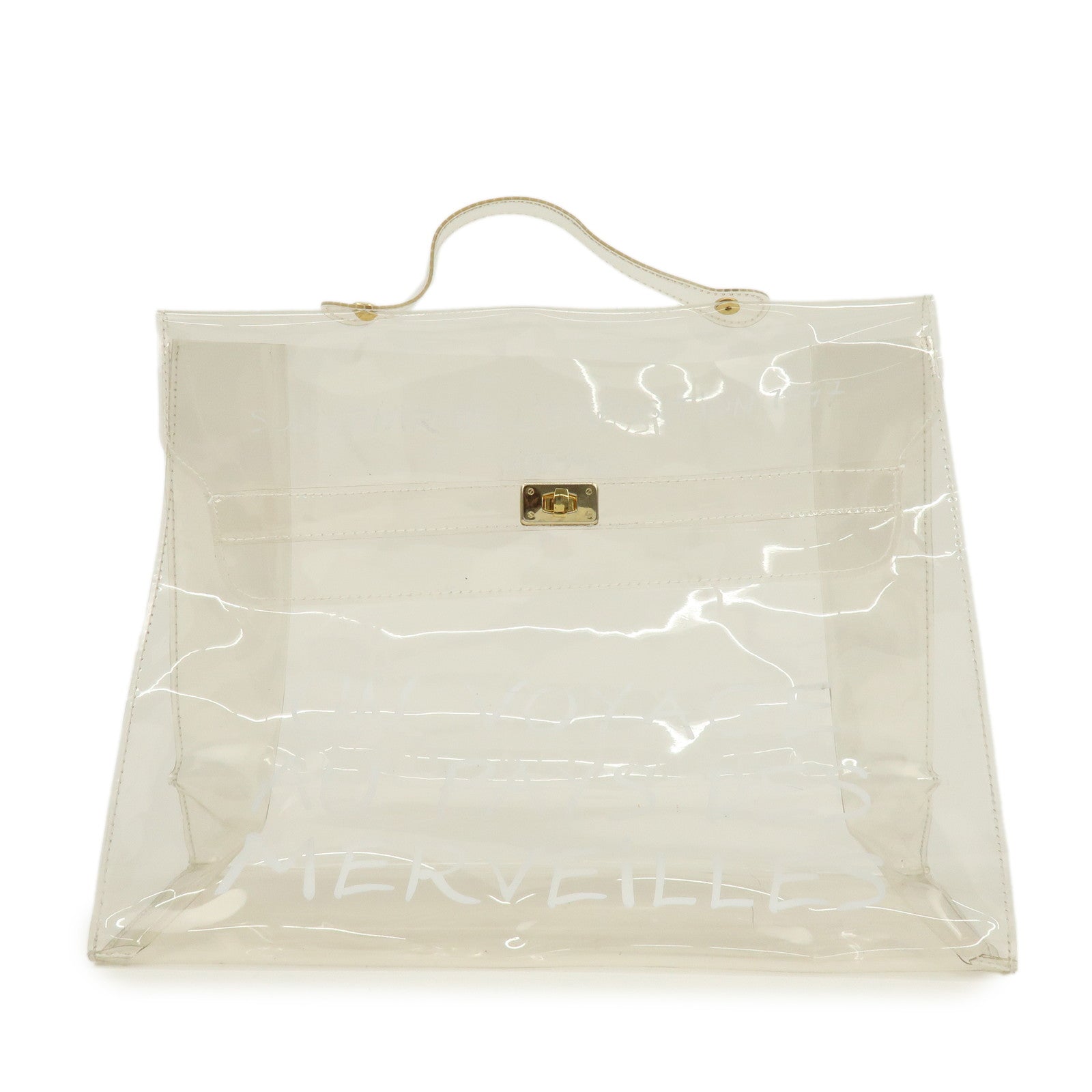 HERMES Vinyl Kelly Hand Bag Clear