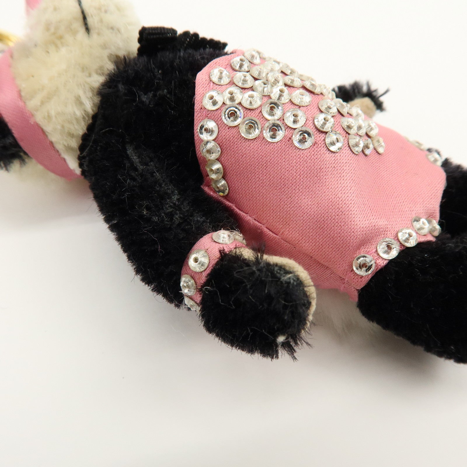 PRADA Triangle Logo Bag Key Charm Panda Bunny Black Pink