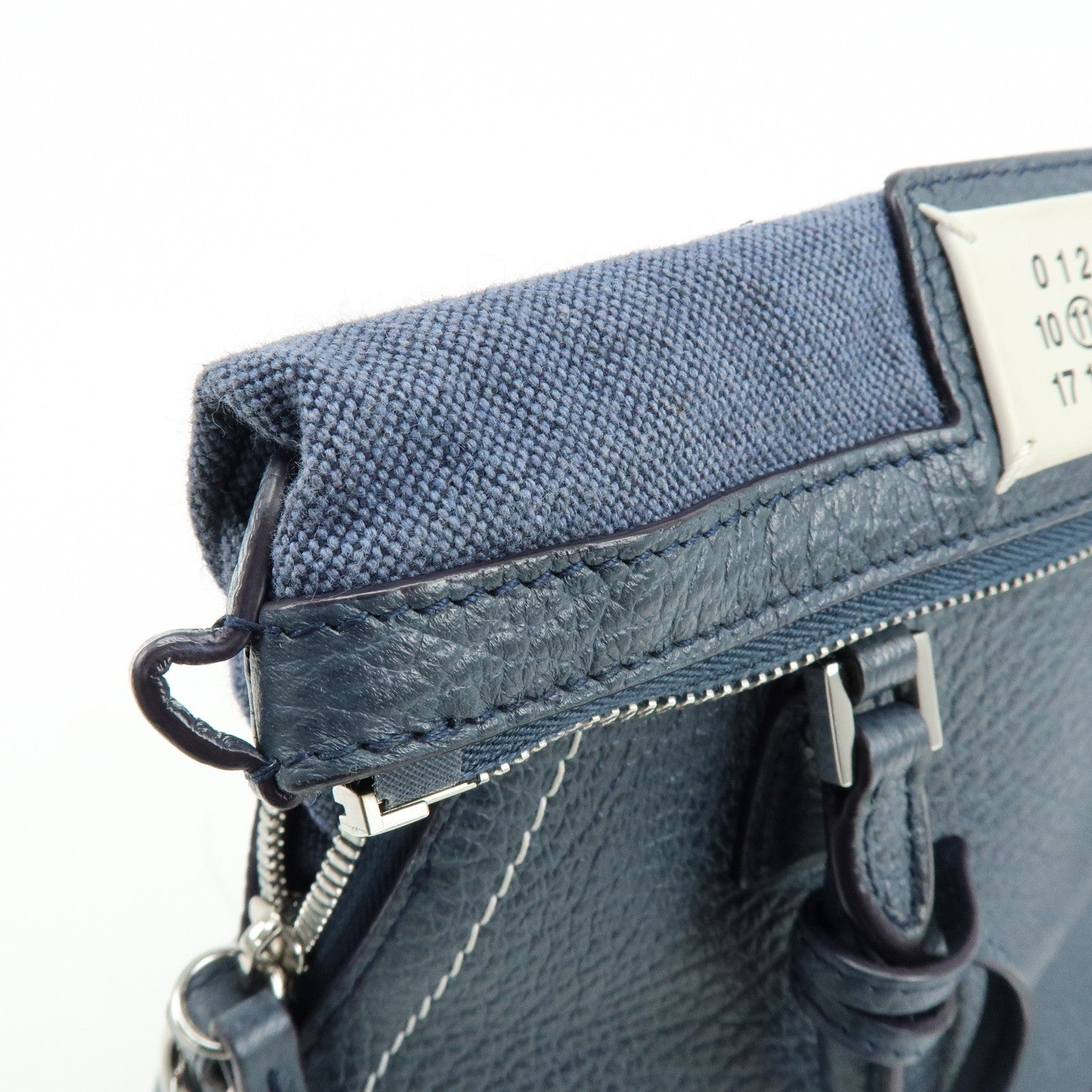 Maison Margiela 5AC Leather Canvas 2Way Bag Hand Shoulder Bag Navy