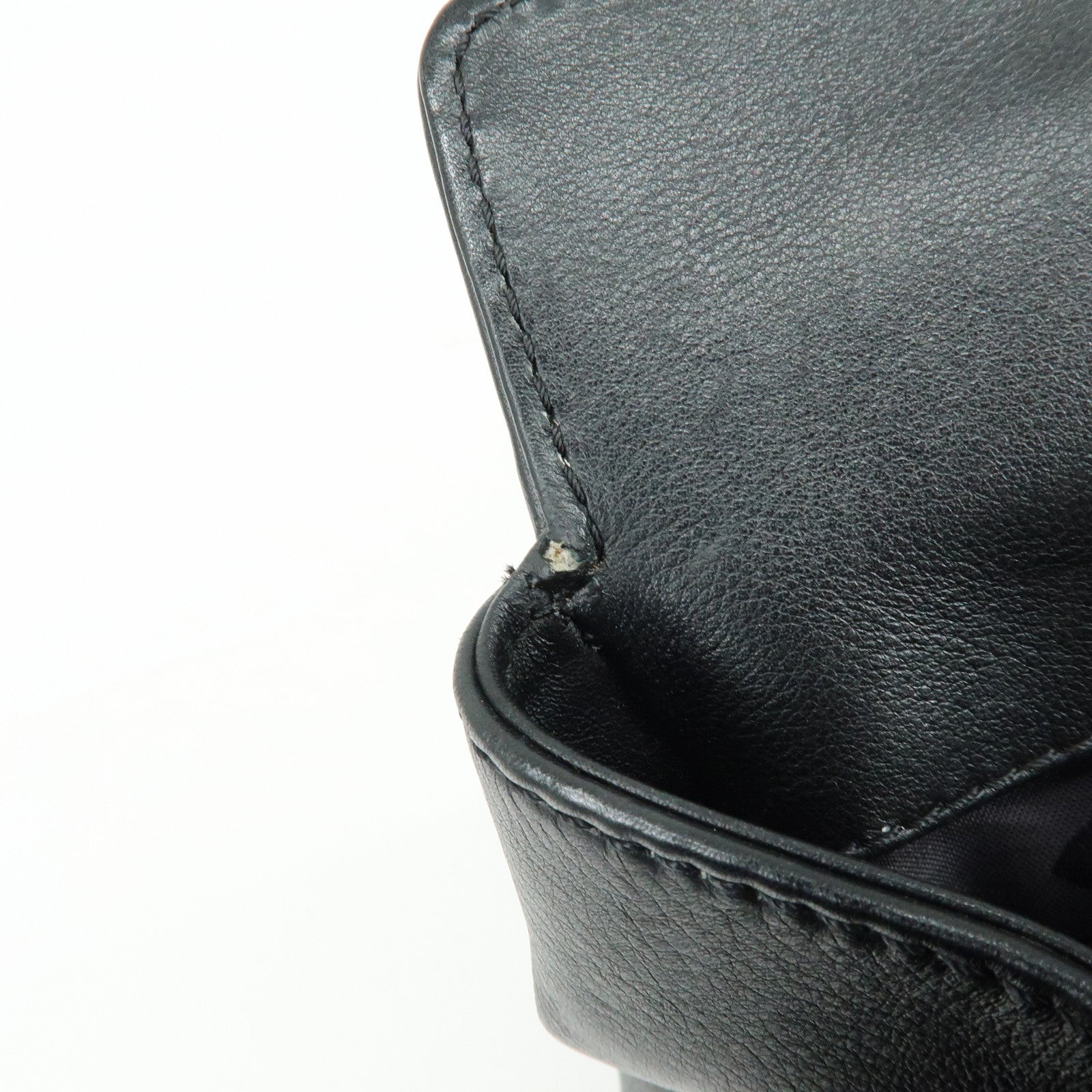 CHANEL Calf Leather 2Way Bag Shoulder Bag Tote Bag Black Gold