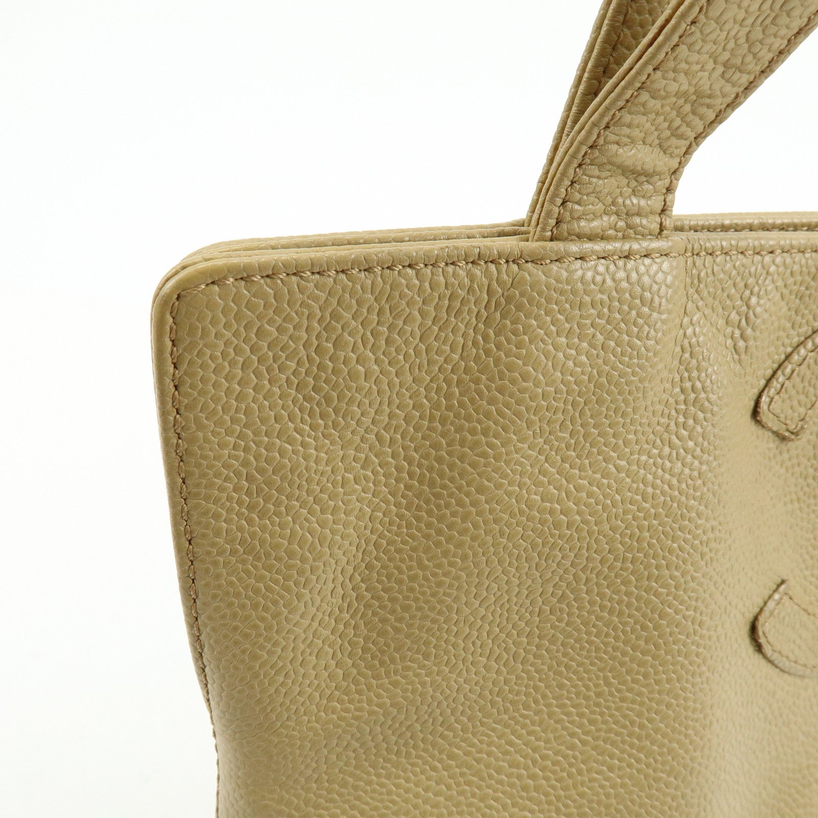 CHANEL Caviarskin Tote Bag Shoulder Bag Beige