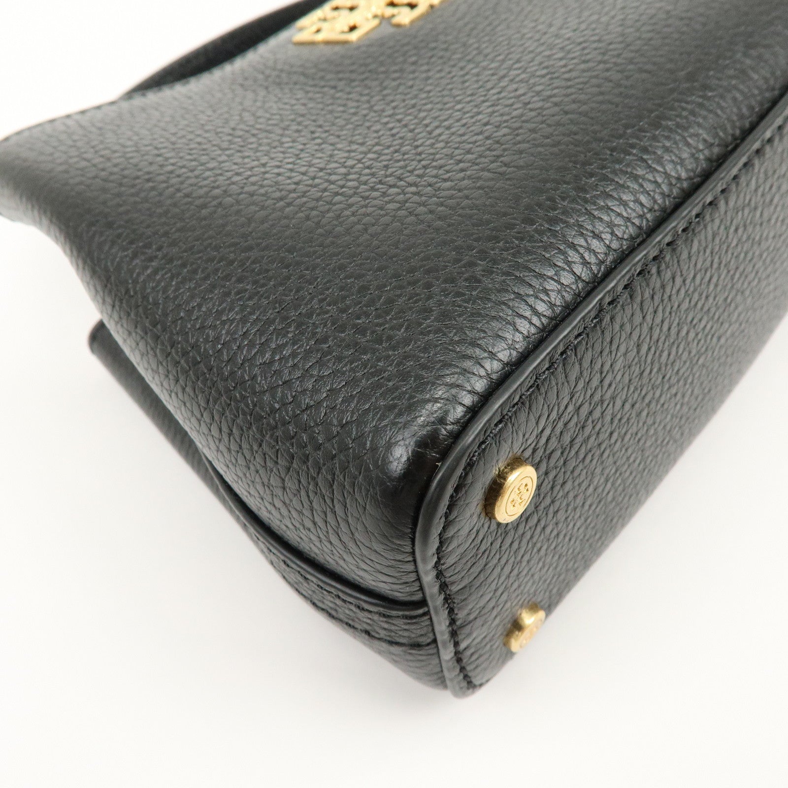 TORY BURCH Britten Micro Satchel Leather 2Way Bag Hand Bag Black