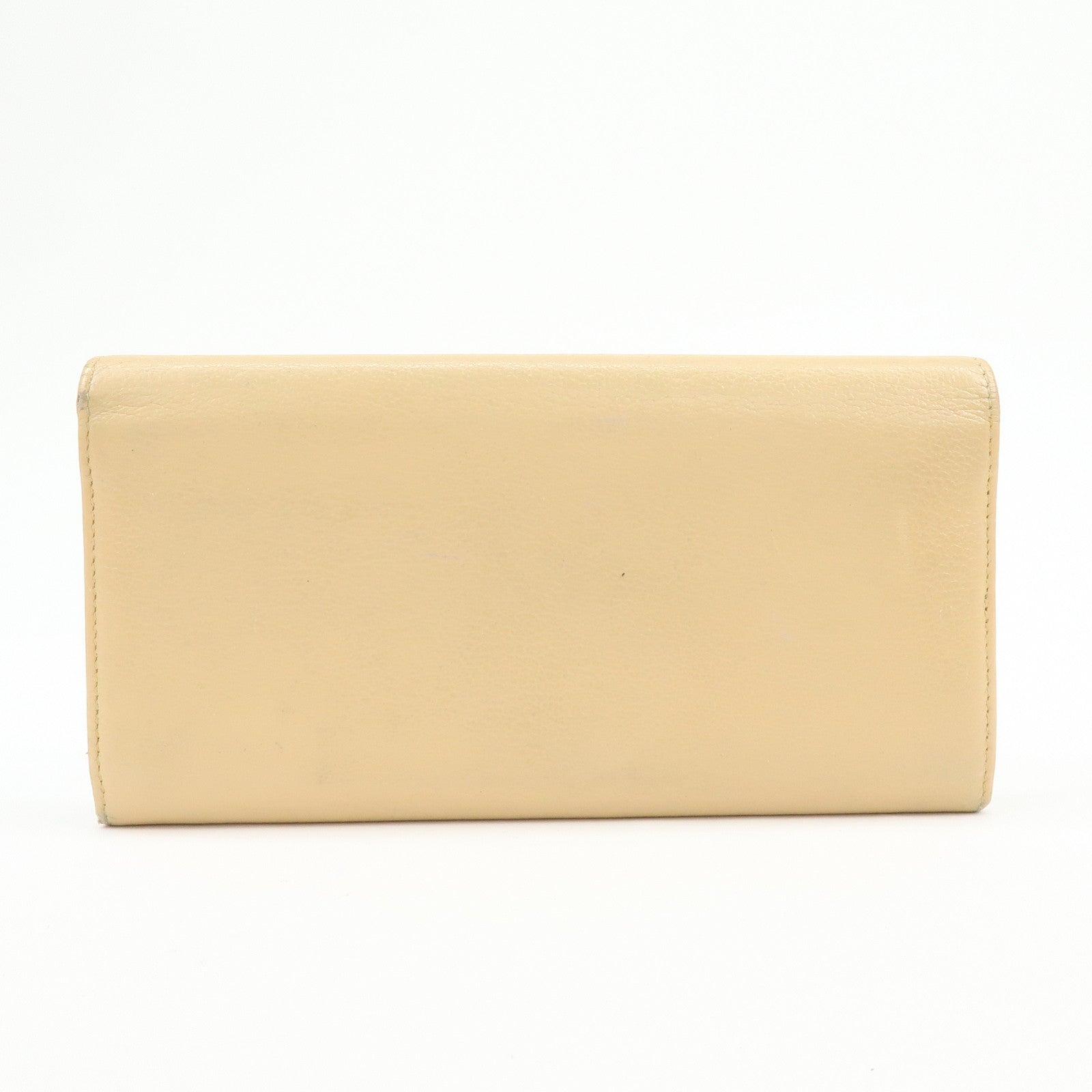 Chanel Camellia Calf Leather Long Flap Wallet Beige