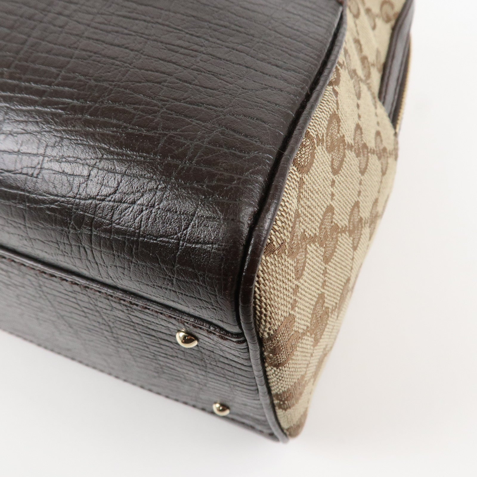 GUCCI Horsebit Sherry GG Canvas Leather Shoulder Bag Beige Brown 141503 Used