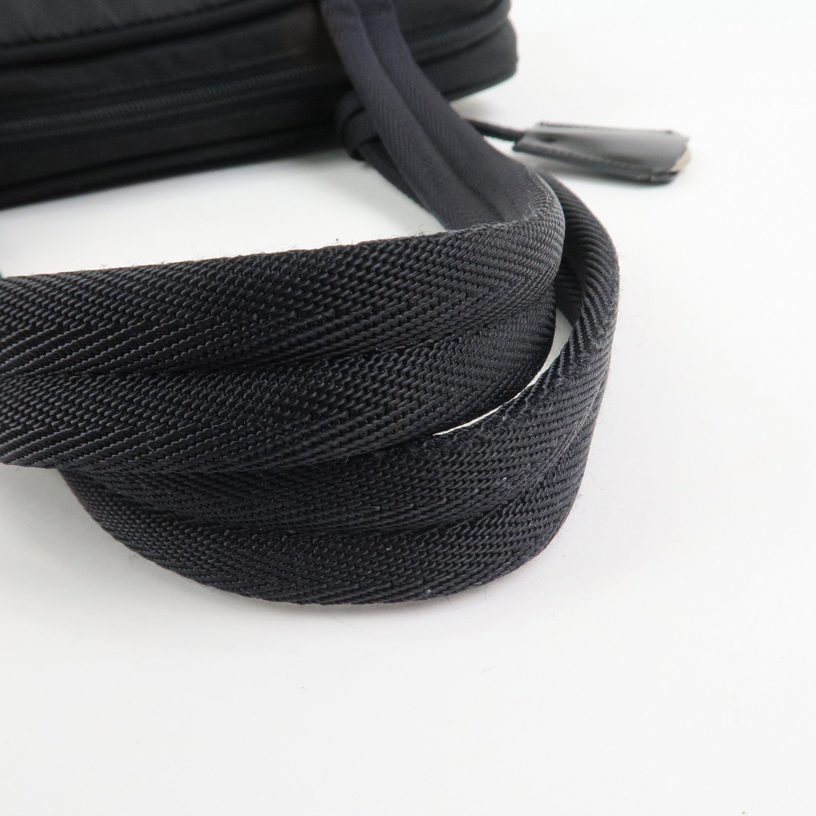 PRADA Triangle Logo Nylon Leather Shoulder Bag Hand Bag Black
