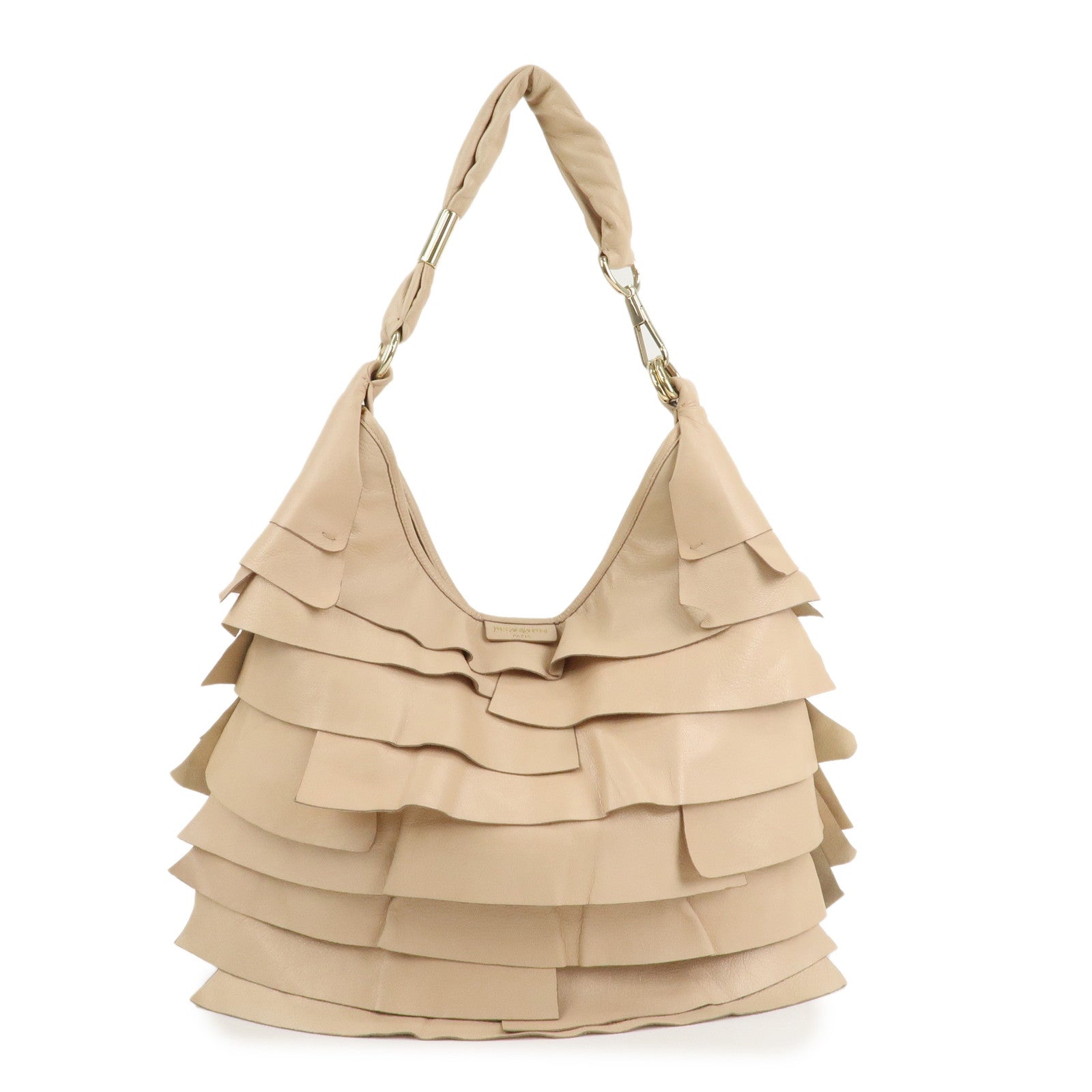 SAINT LAURENT PARIS Leather Saint Ropez Shoulder Bag Beige 121634