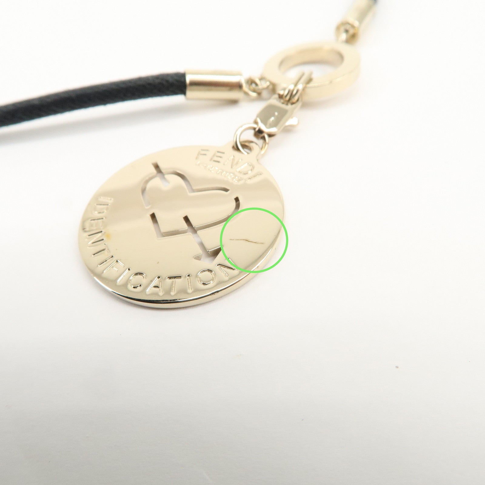 FENDI Logo Metal Necklace Silver Black