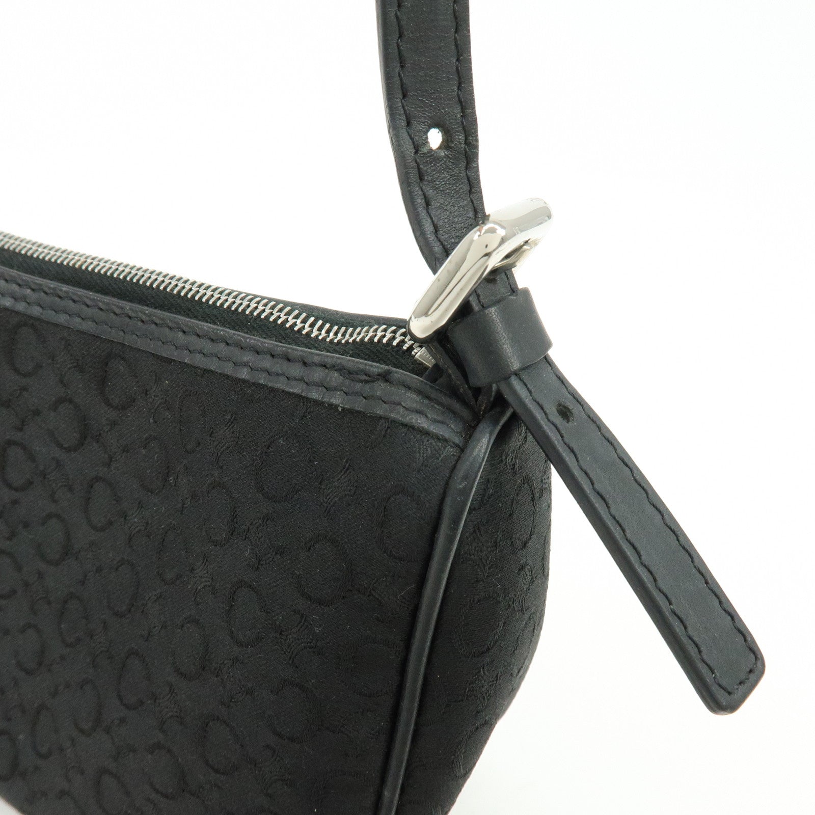 CELINE C Macadam Leather Shoulder Hand Bag Accessory Pouch Black