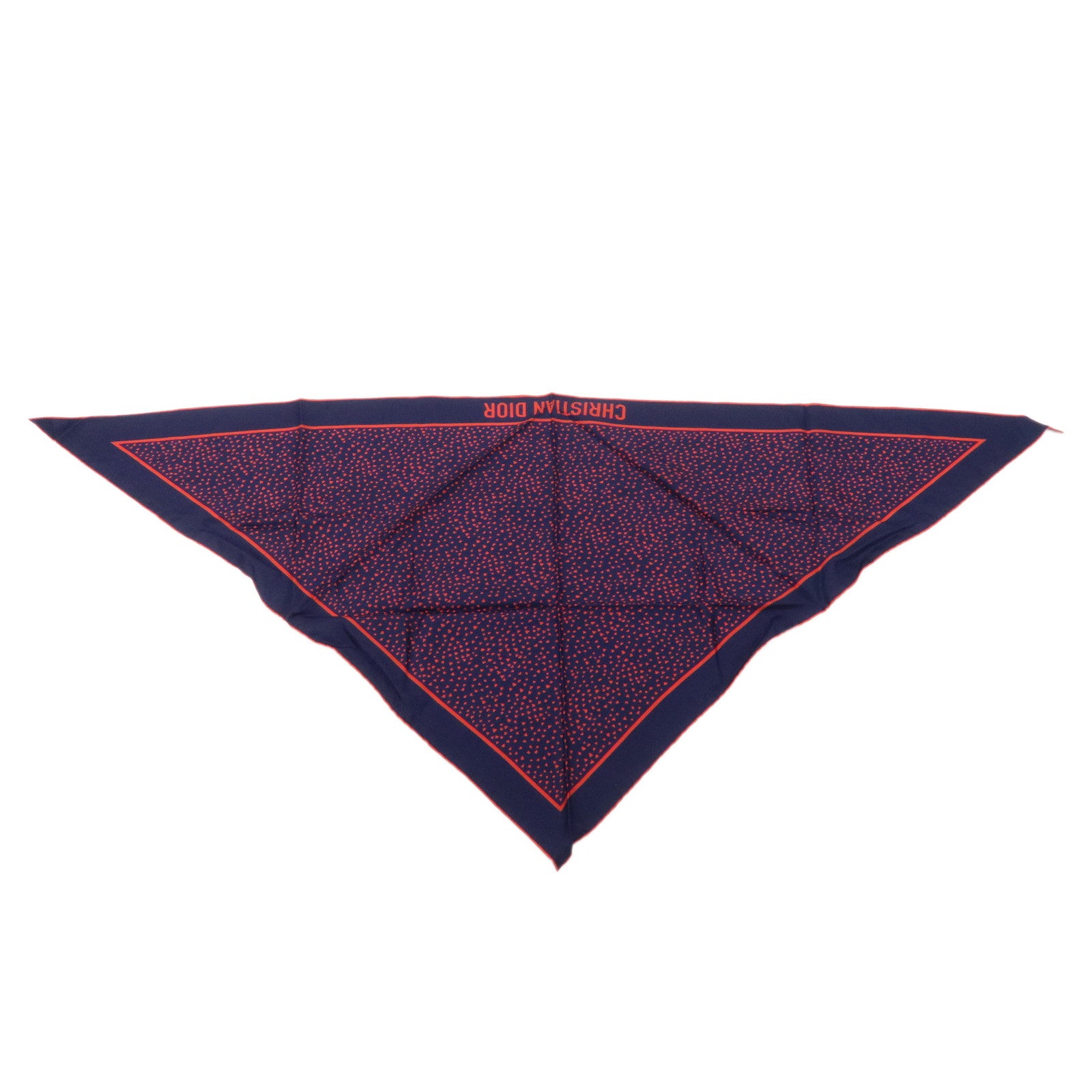 Christian Dior Silk 100% Triangle Scarf Dark Navy Red