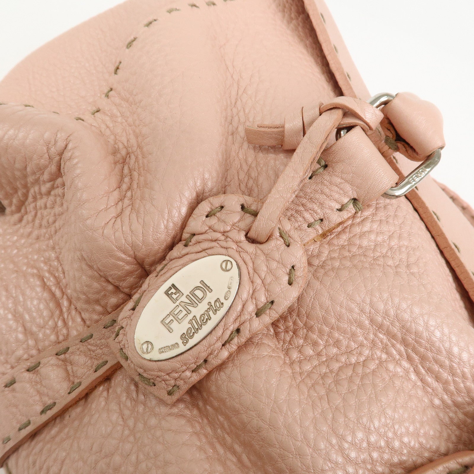 FENDI Seleria Linda Leather Shoulder Bag Hand Bag Pink 8BR442