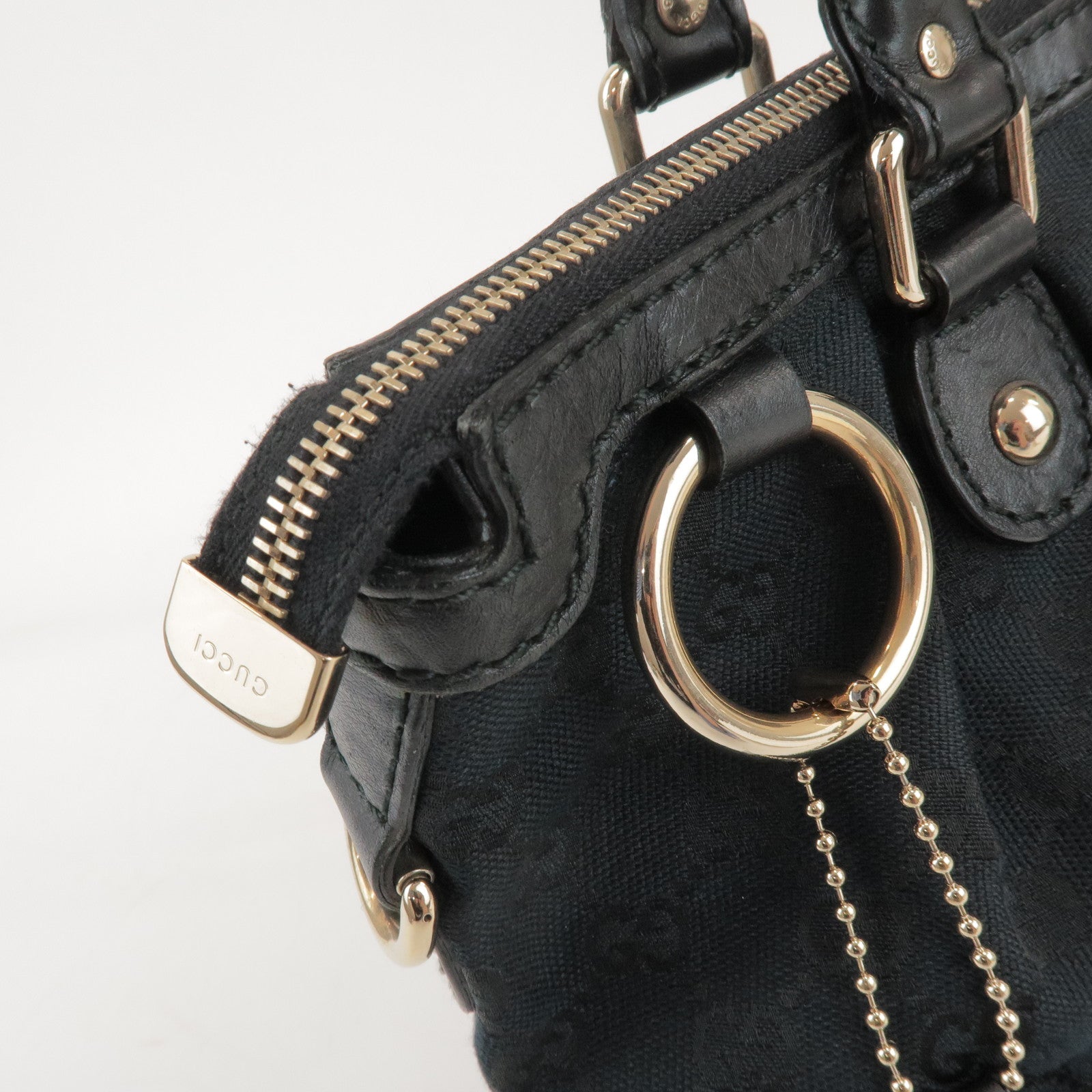 GUCCI Sukey Interlocking G GG Canvas Leather 2Way Bag Black 247902