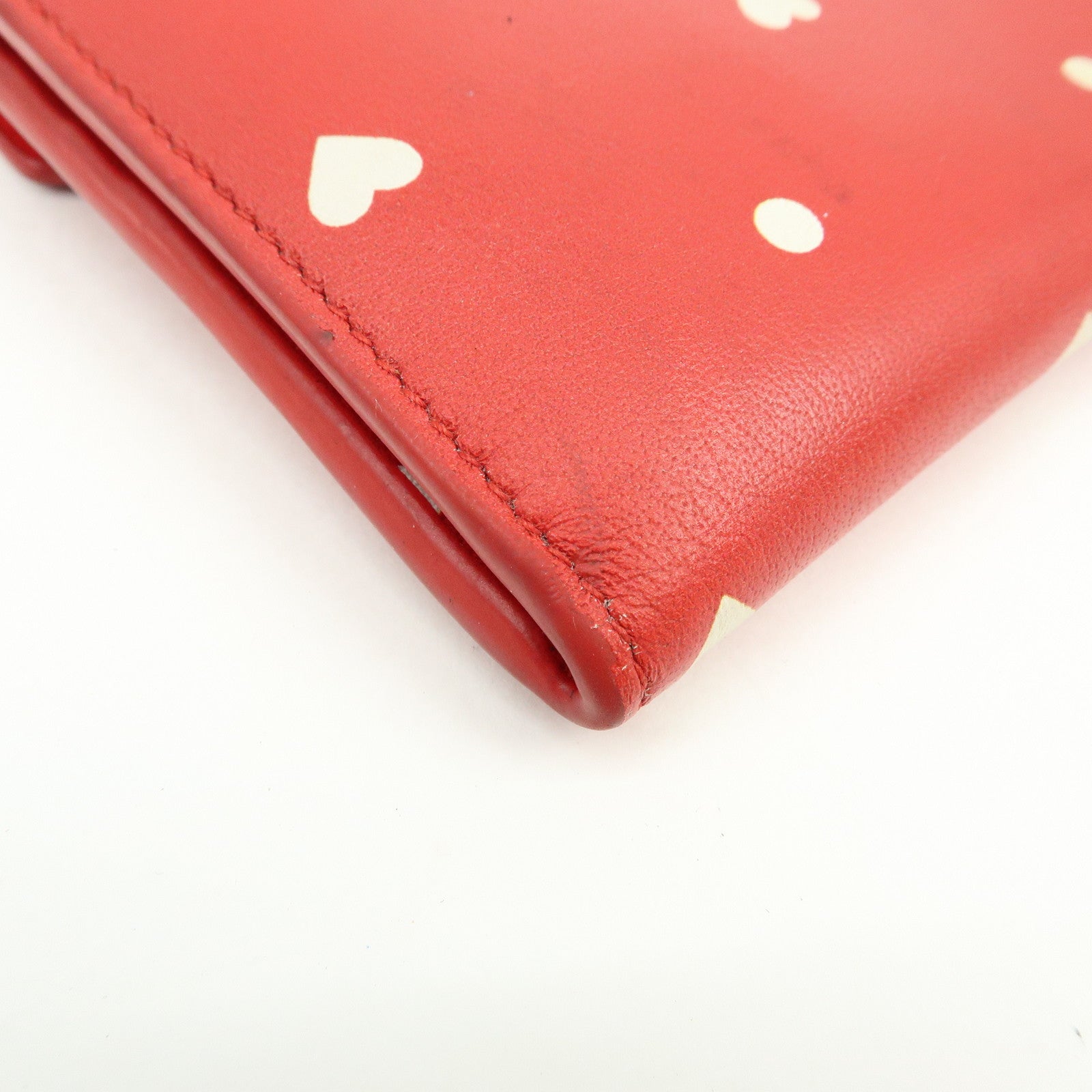 BALENCIAGA The Papier Leather Long Wallet Heart Dots Red 499207