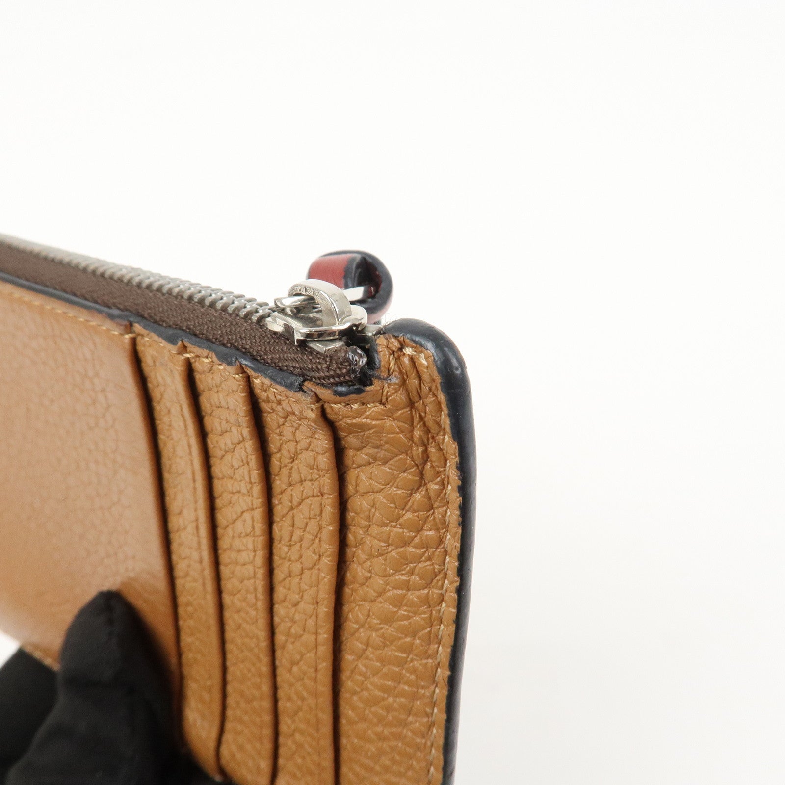 LOEWE Anagram Leather Fragment Card Case Brown
