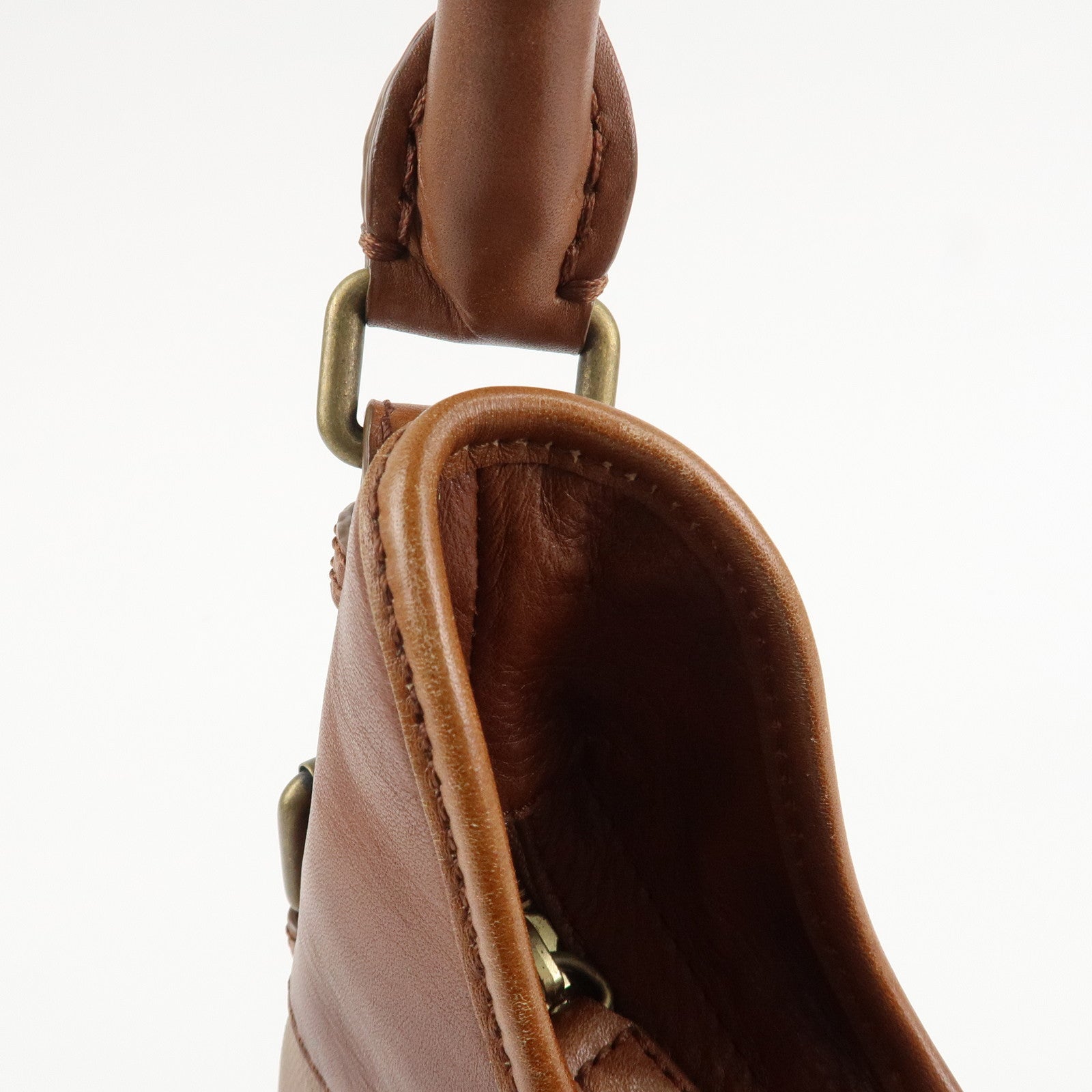 BURBERRY Nova Plaid PVC Leather Shoulder Bag Hand Bag Brown Used