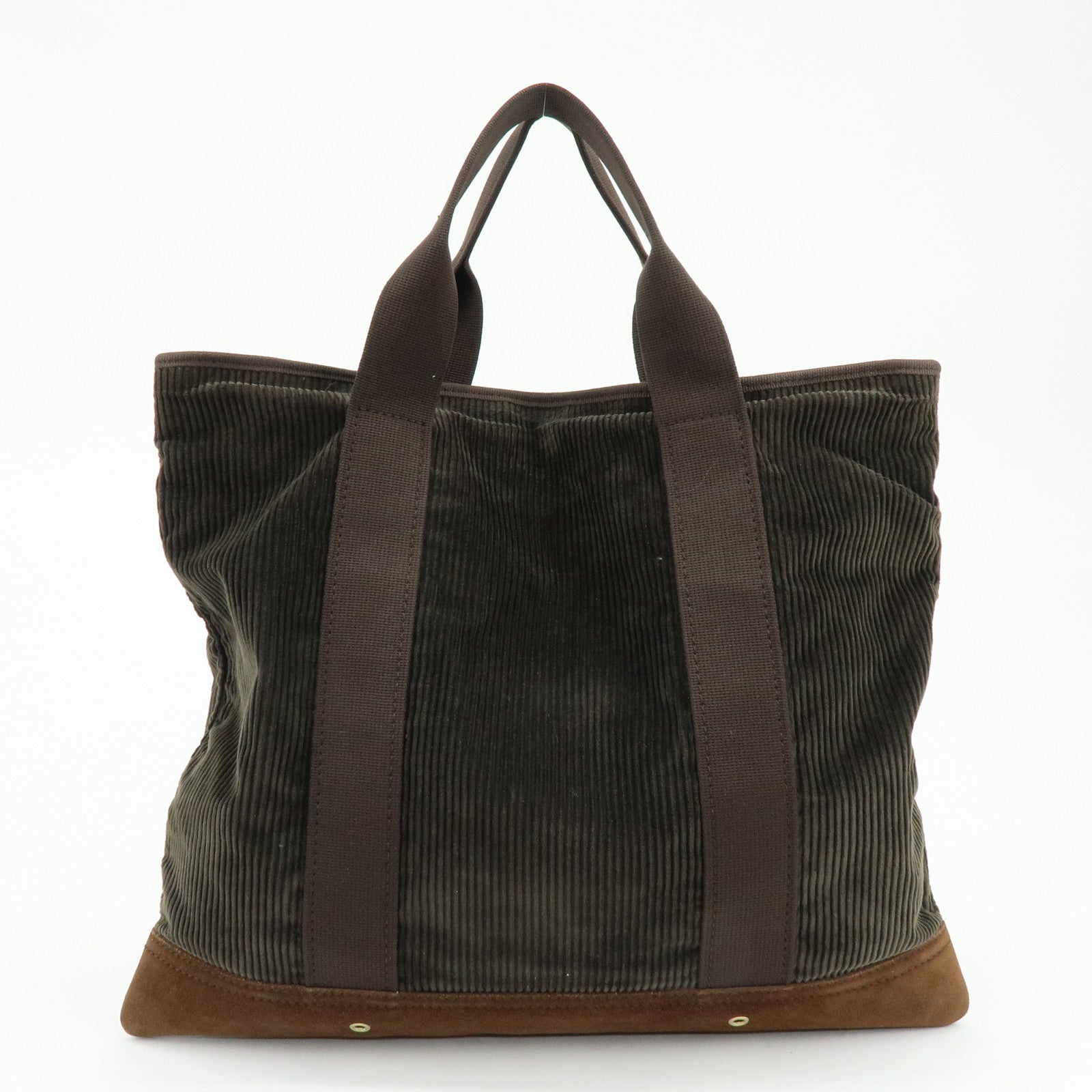 SAINT LAURENT PARIS Cassandra Corduroy Suede Tote Bag Dark Green