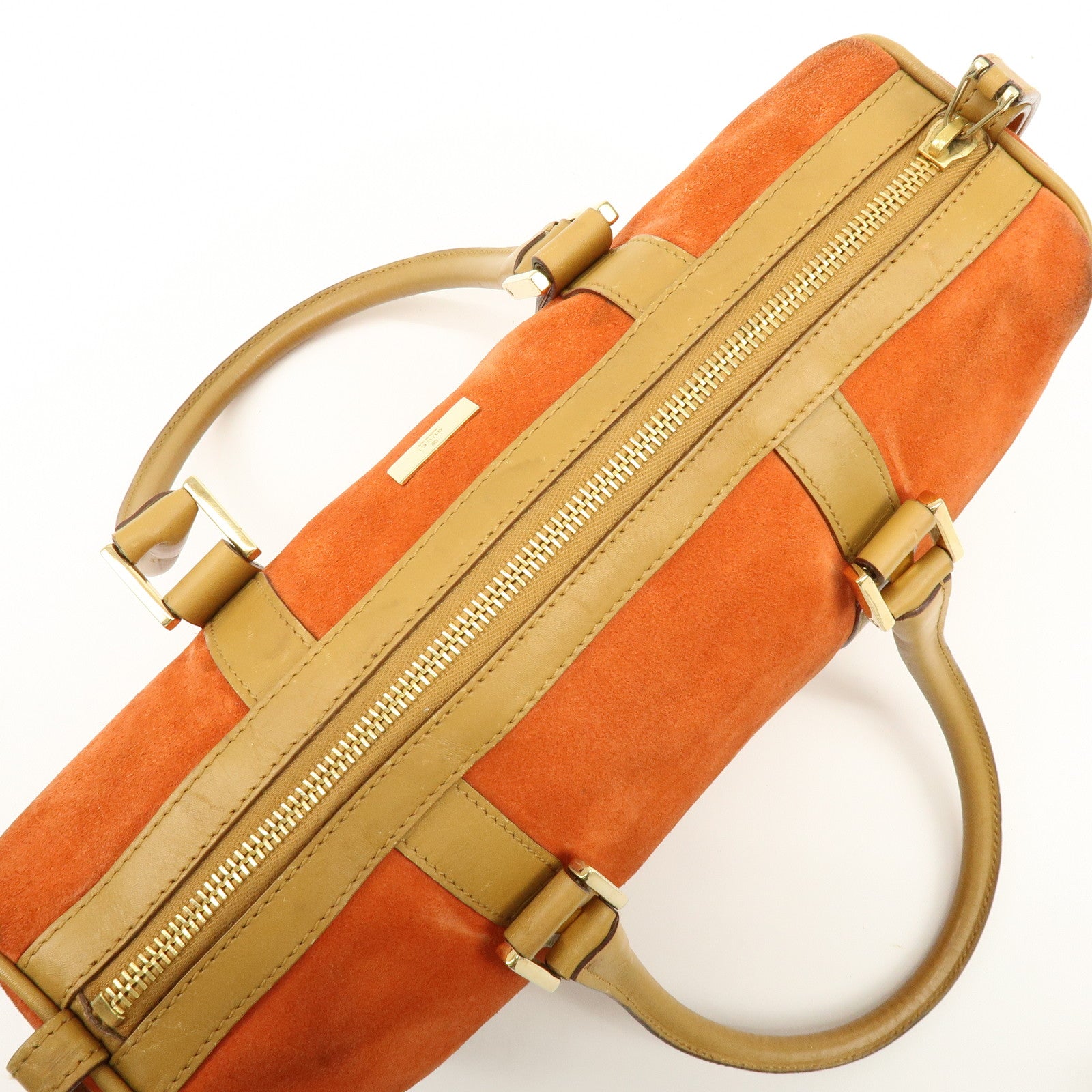 GUCCI Logo Suede Leather Hand Bag Orange Brown 000.0851