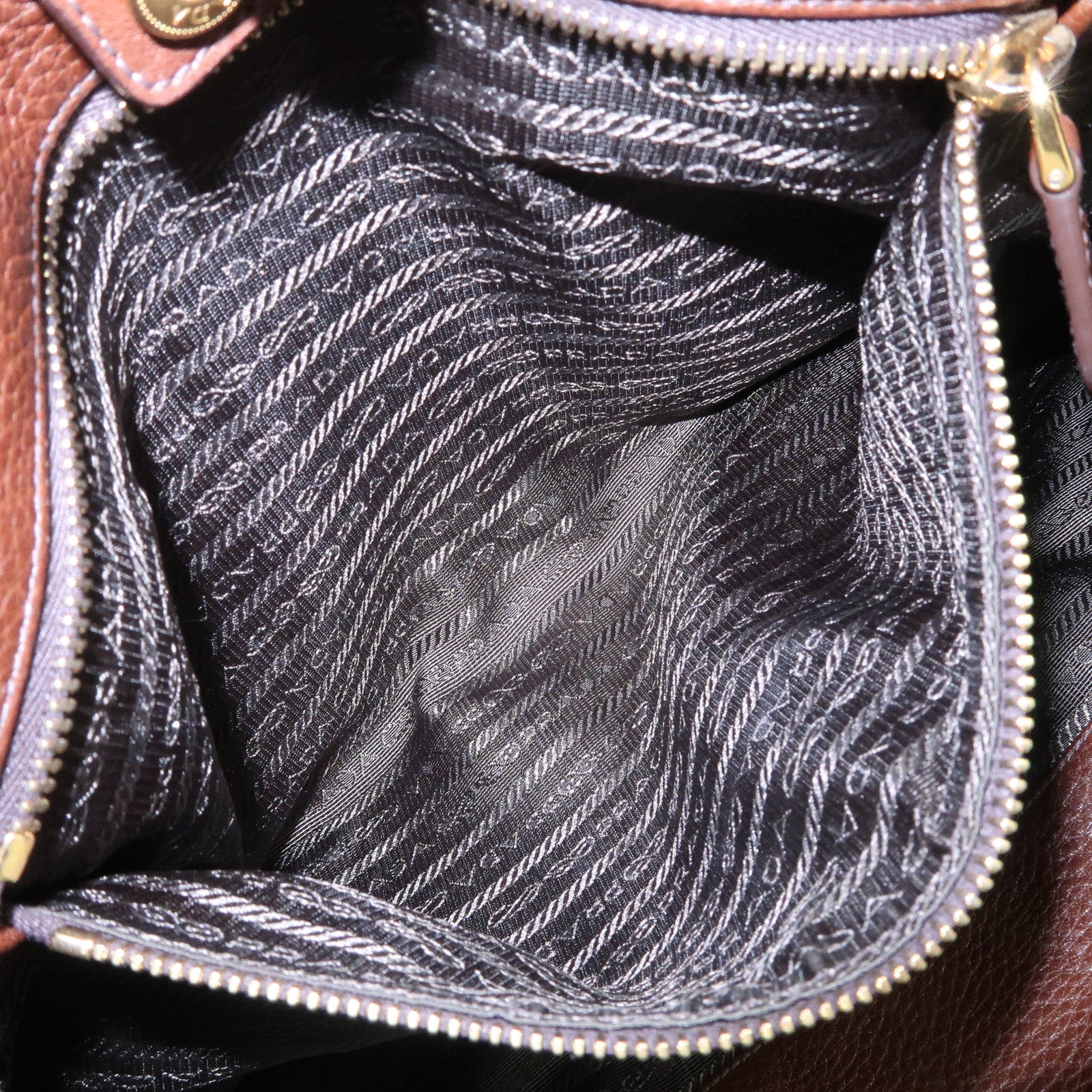 PRADA Vitello Daino Leather 2Way Shoulder Bag Tote Bag Brown BR4393