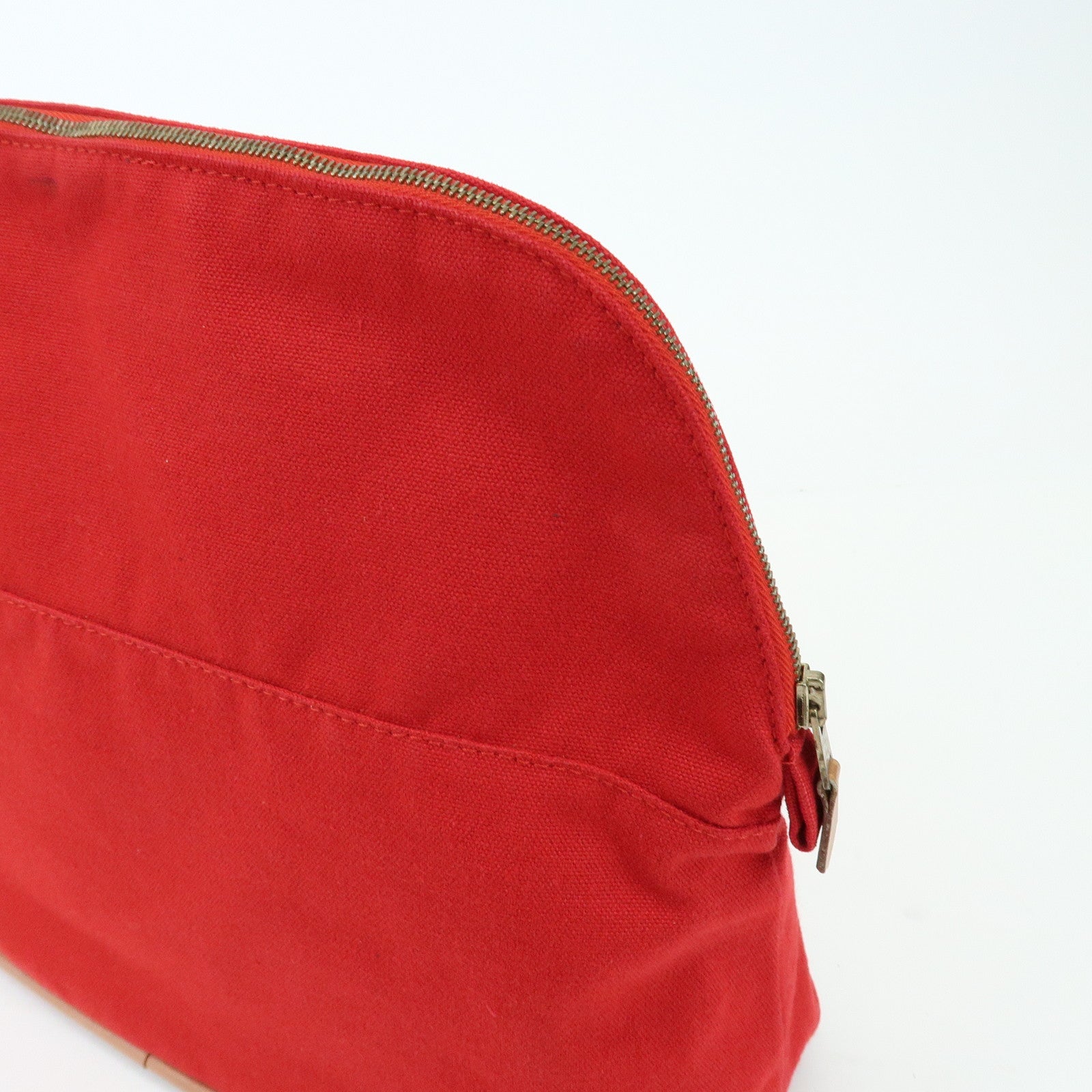HERMES Cotton Canvas Bolide Pouch GM Cosmetic Pouch Red