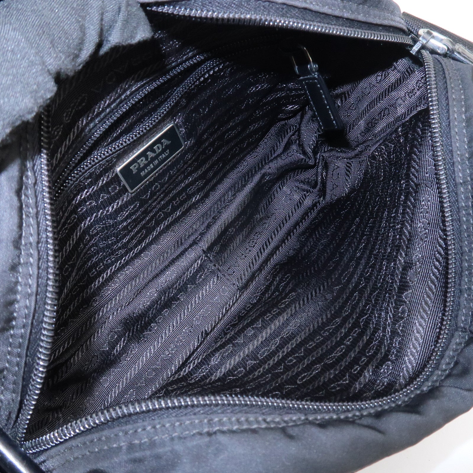 PPRADA Triangle Logo Nylon Leather Shoulder Bag NERO Black BT0166 Used