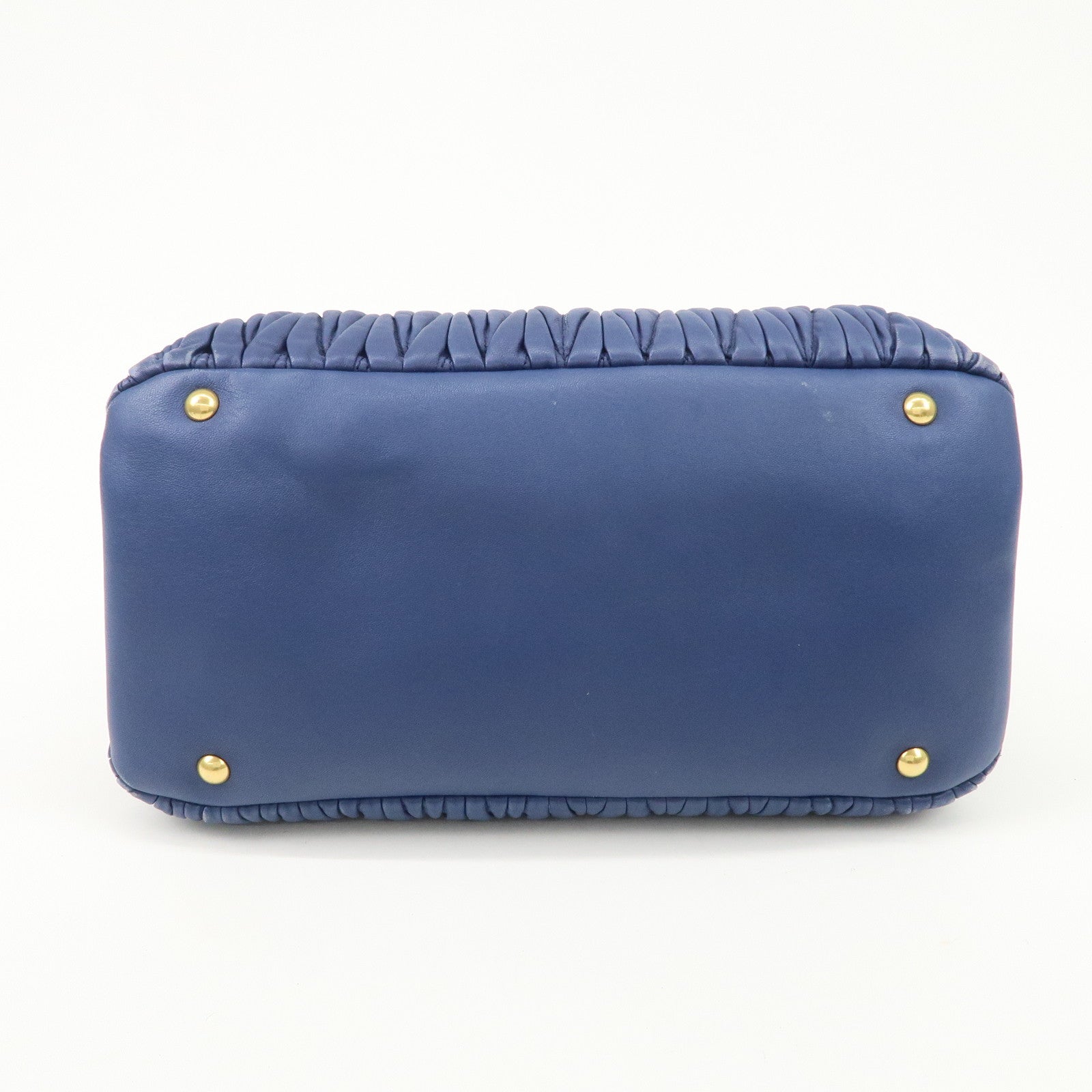 MIU MIU Matelasse Nappa Leather 2Way Bag Hand Bag Blue RN1047