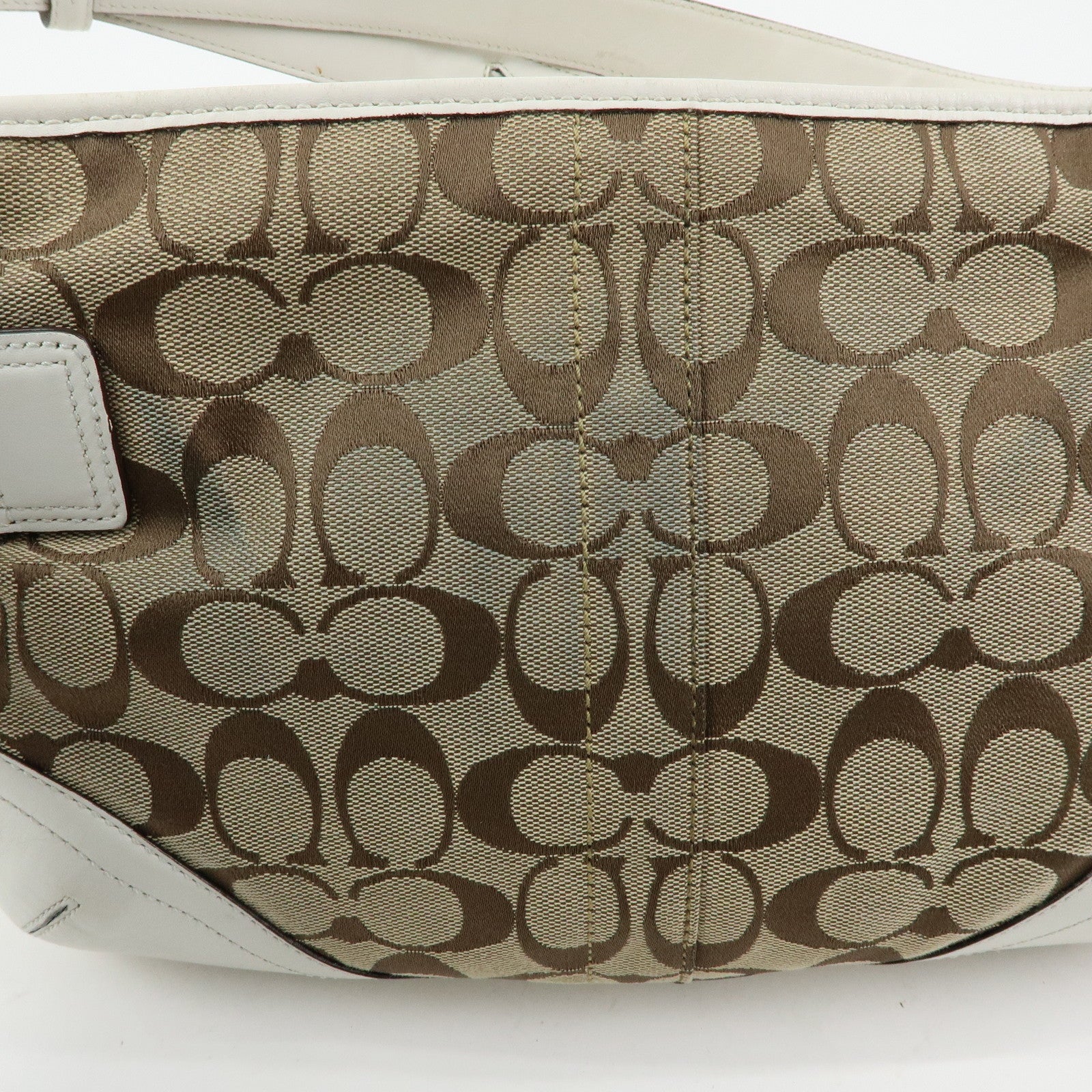 COACH Signature Set of 2 Canvas Leather Shoulder Bag Brown White