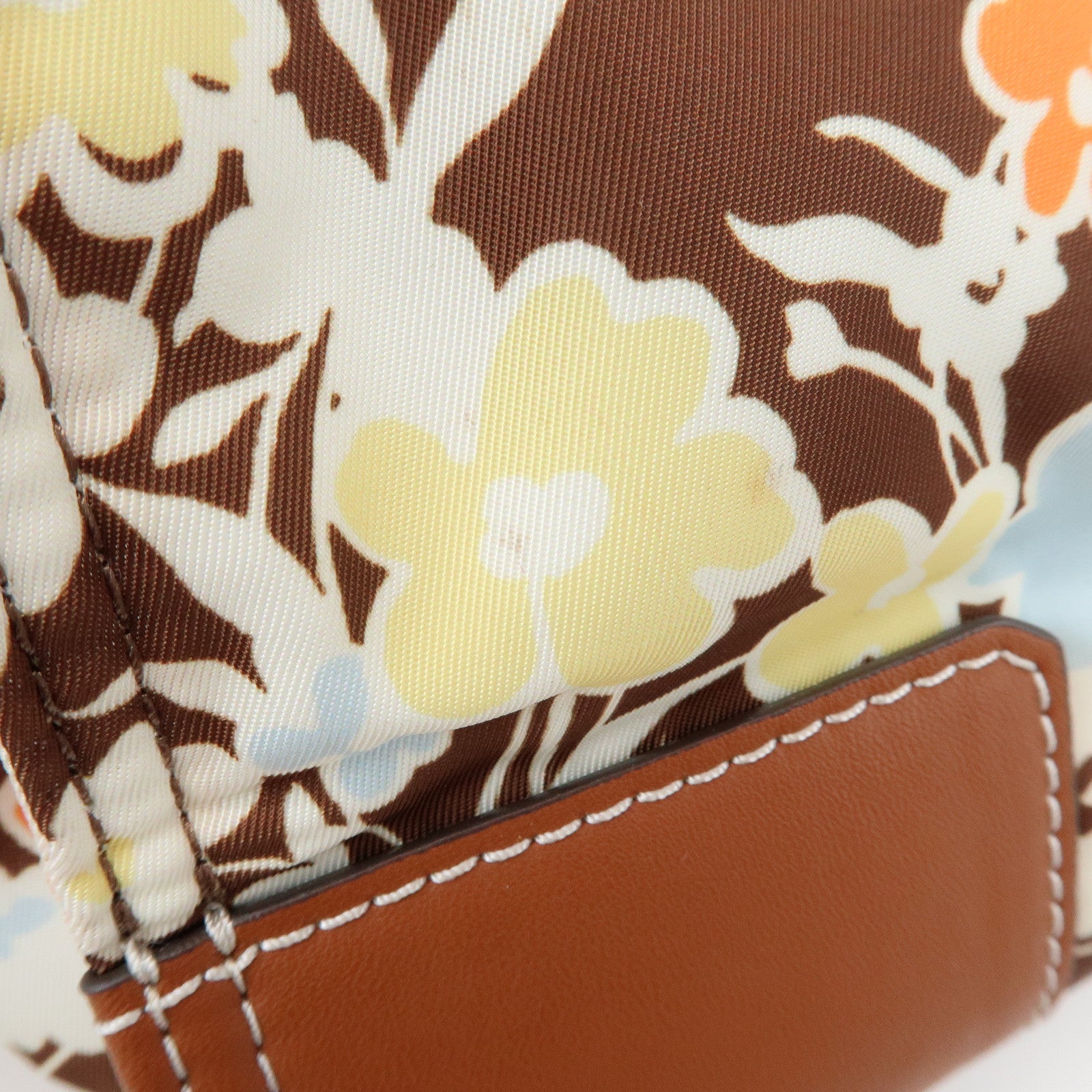 TORY BURCH Logo Nylon Tote Bag Shoulder Bag Brown Multicolor