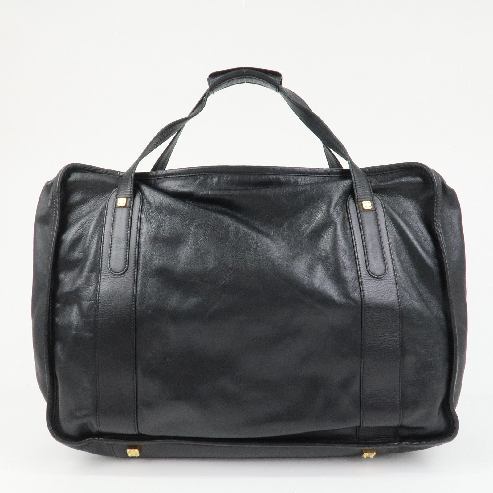 LOEWE Anagram Leather Boston Bag Hand Bag Travel Bag Black