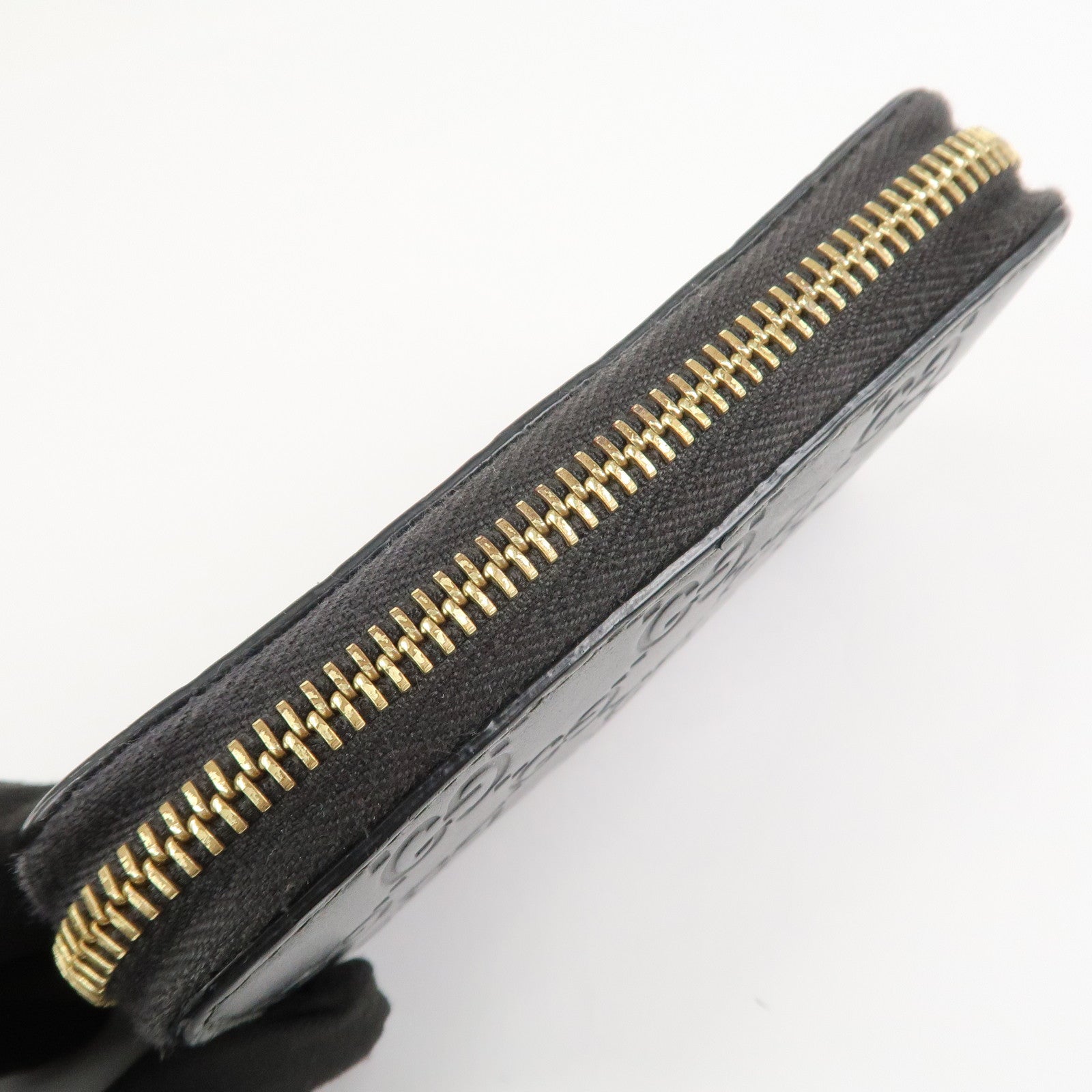 GUCCI Guccissima Leather Card Case Card Holder Black 447939