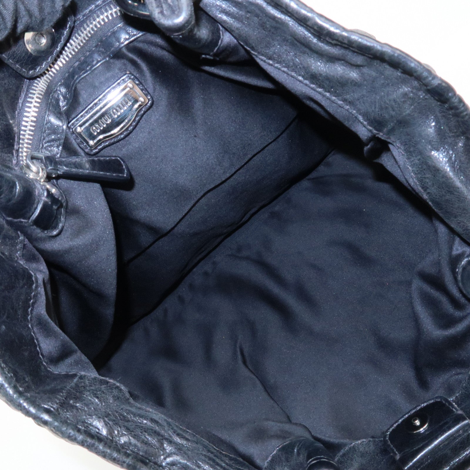 MIU MIU Matelasse Leather 2Way Bag Hand Bag Shoulder Bag Black