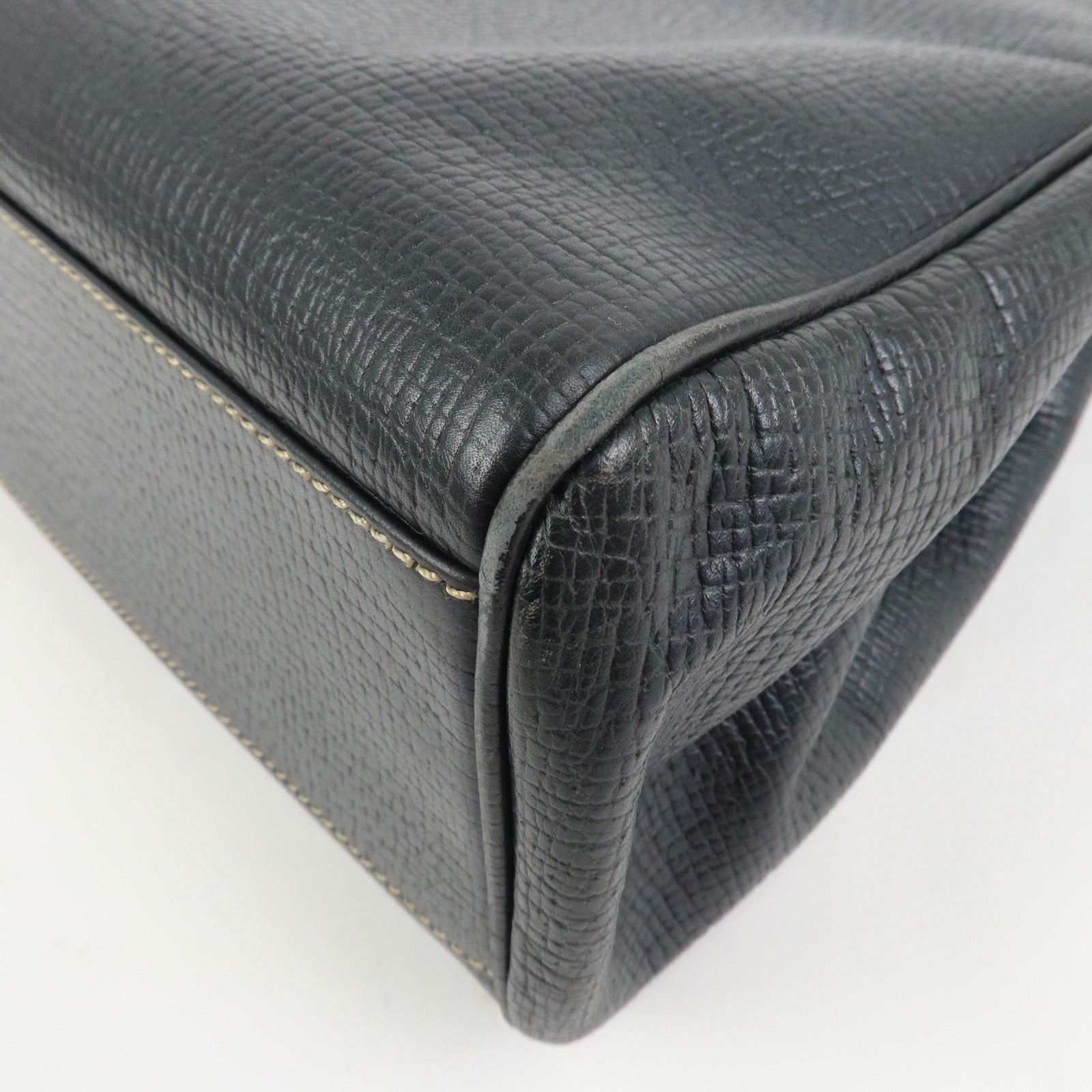 LOEWE Leather 2Way Bag Hand Bag Shoulder Bag Dark Navy