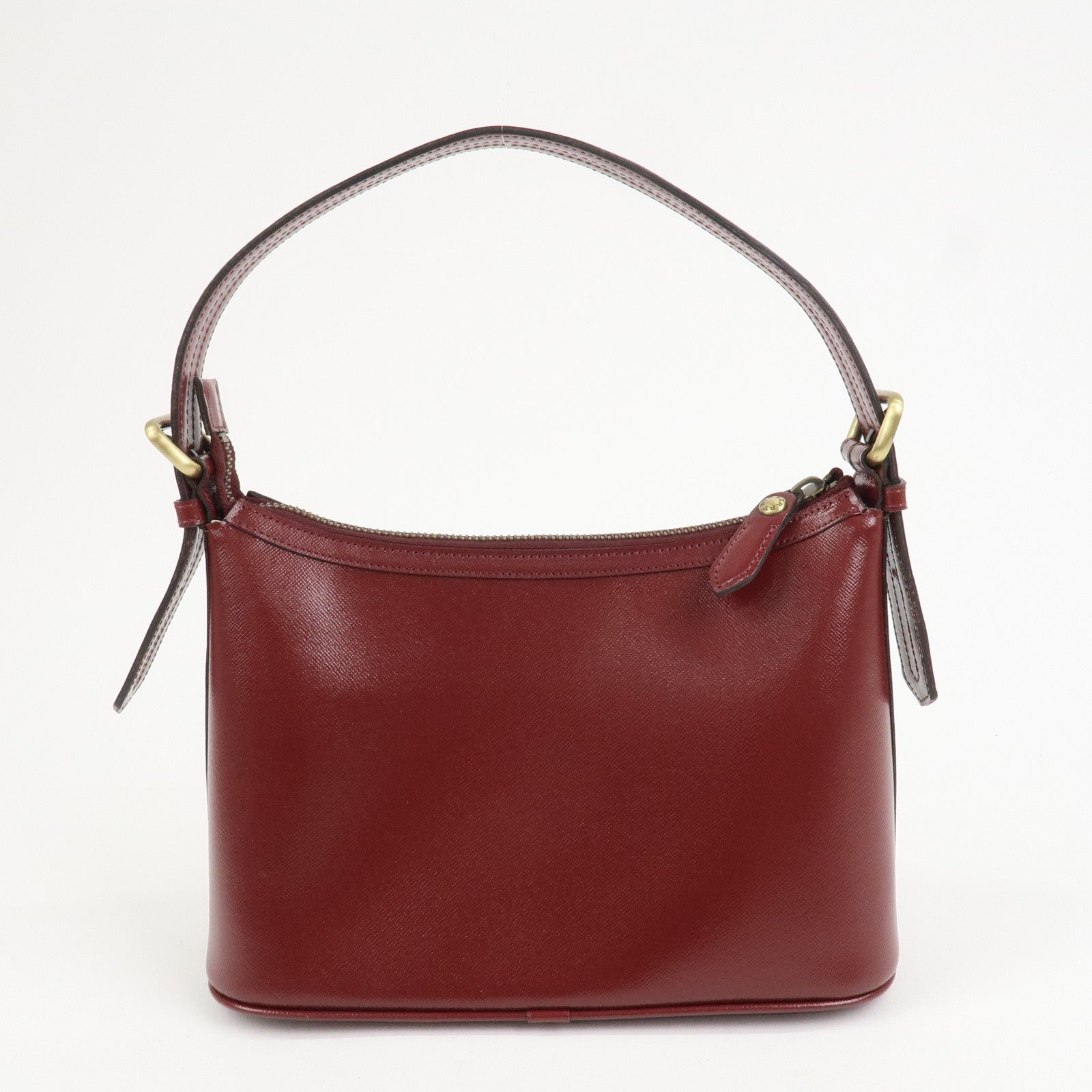 BURBERRY Leather Shoulder Bag Hand Bag Bordeaux Gold HDW