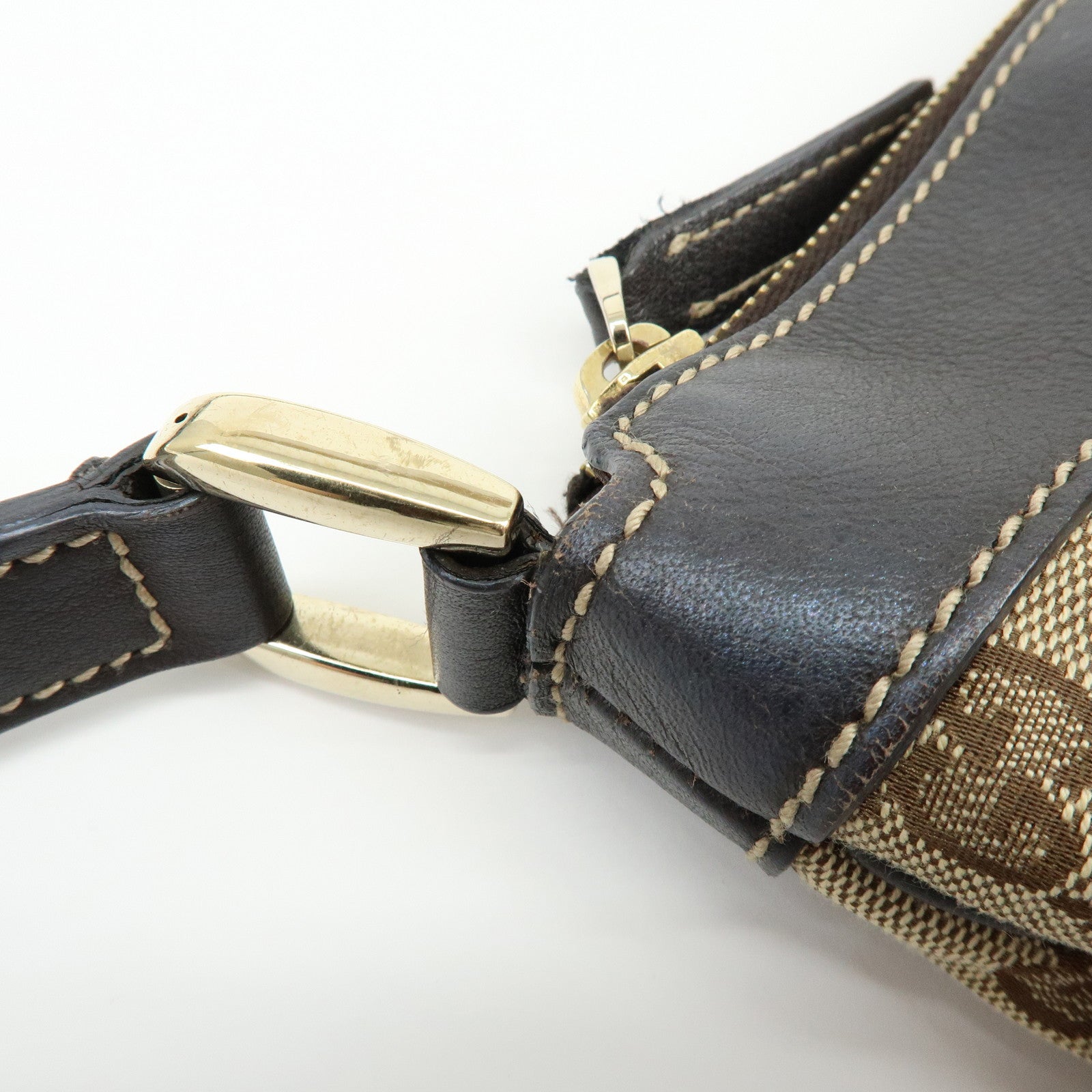 GUCCI Abbey GG Canvas Leather Shoulder Crossbody Bag Brown 203257